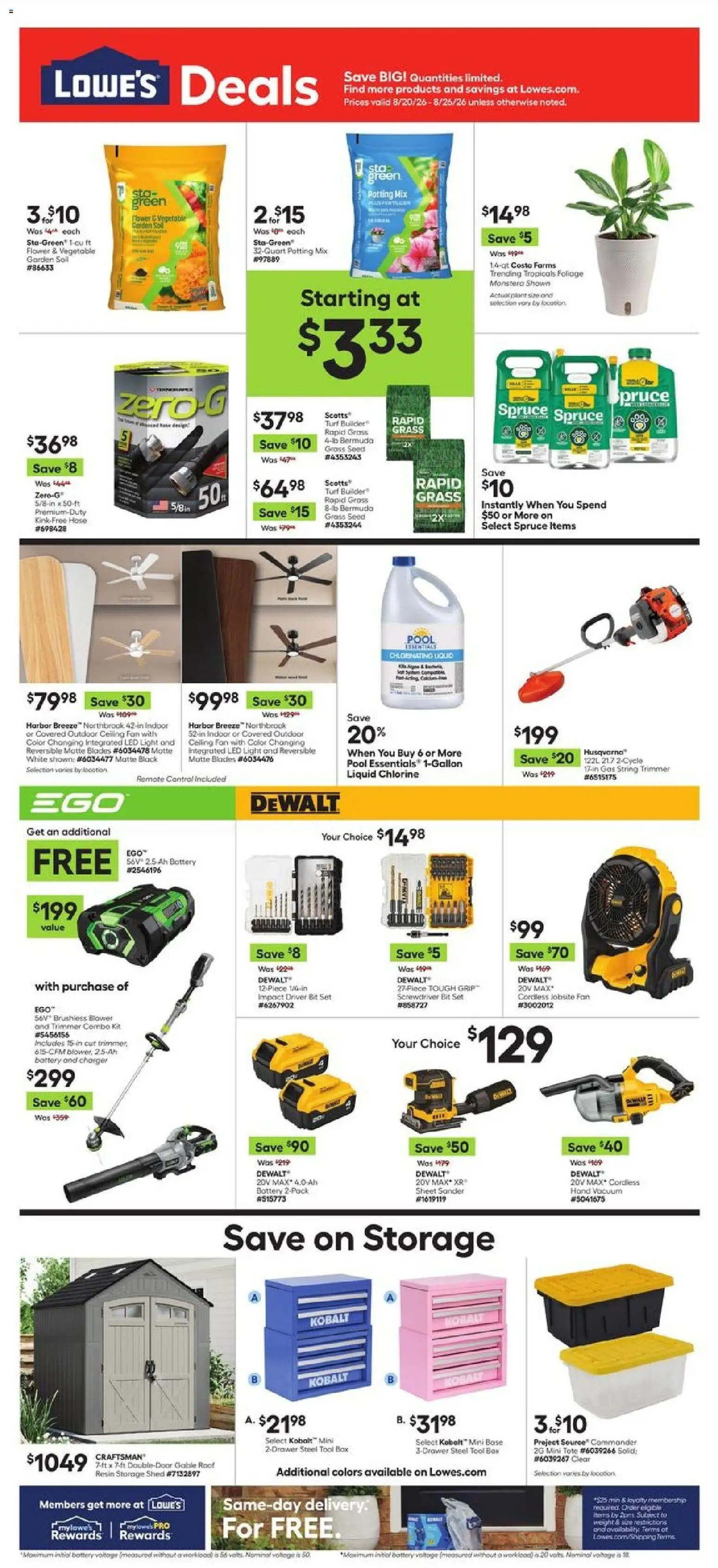 Lowe's Weekly Ad - valid from 08/20/2026 | Page: 1 | Products: Trimmer, Box, Charger, Blower