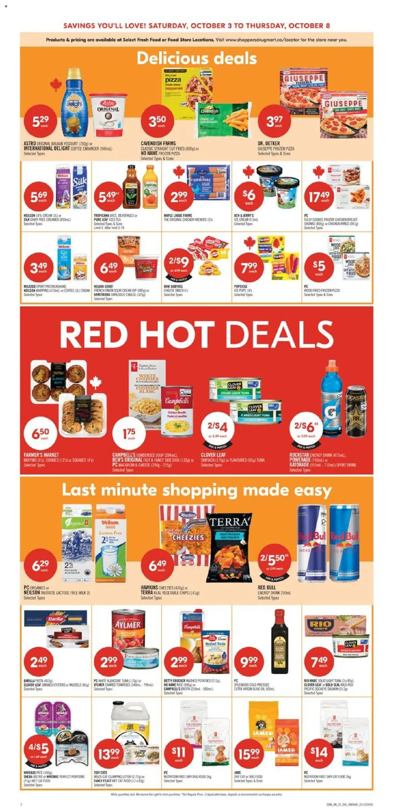 Shoppers flyer valid from Oct 3, 2026 | Page: 6 | Products: Rice, Sour cream, Ice cream, Salmon