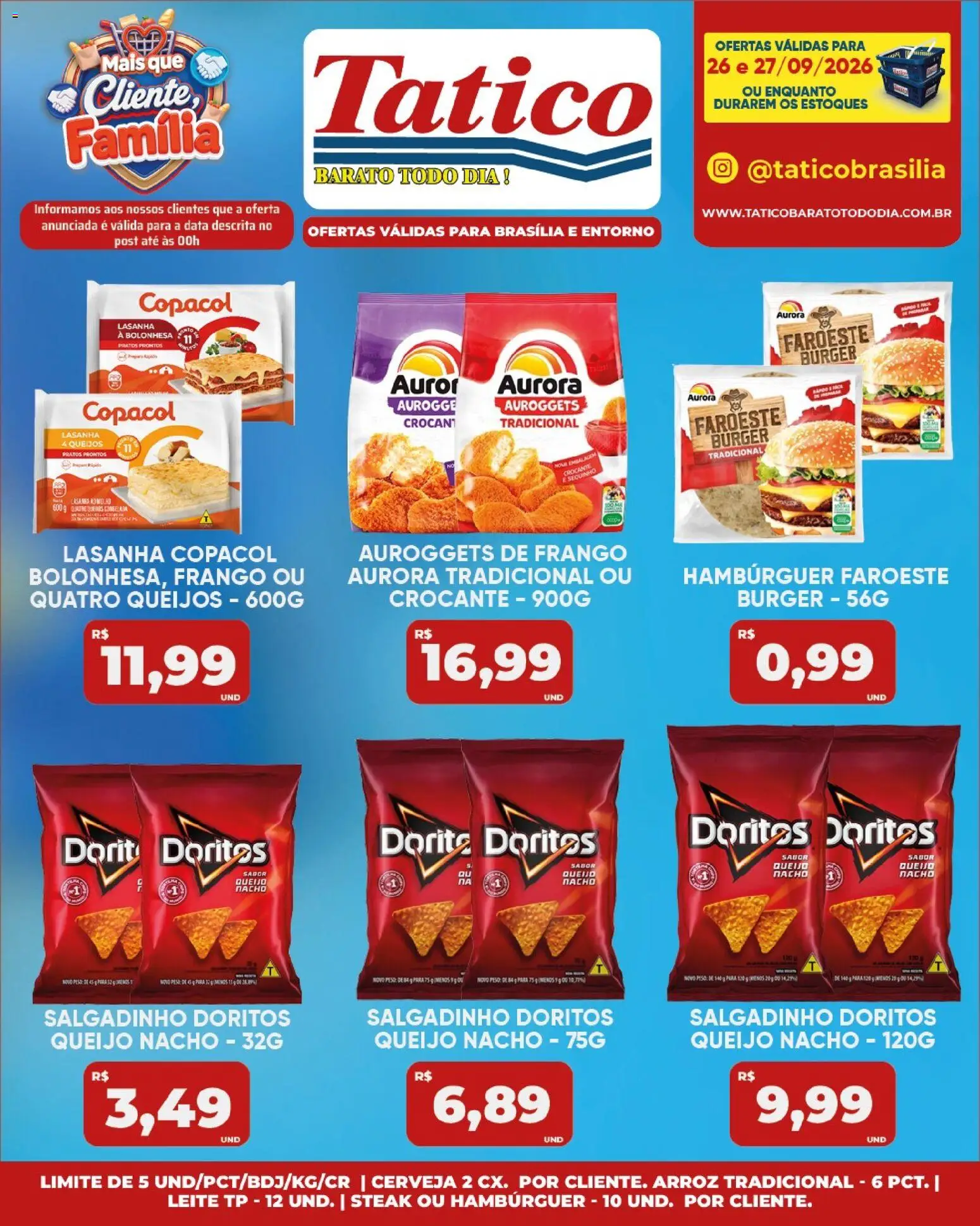 Tatico Folheto - válido de 28/09/2026 | Página: 32 | Produtos: Queijo, Arroz, Lasanha, Frango