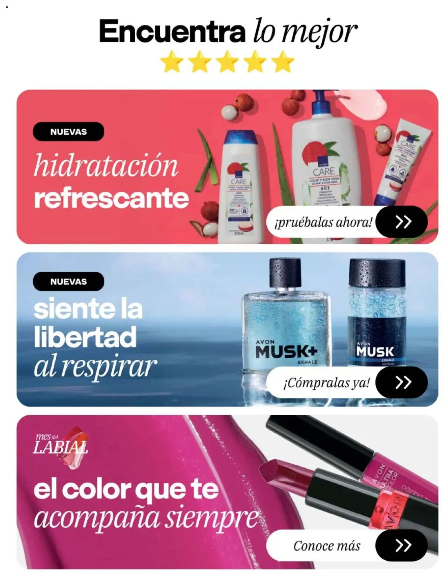 Nuevas ofertas de AVON válidas en toda la República Mexicana desde el 10/07/2026. ¡Encuentra las mejores ofertas en AVON campaña 11 2026! | Página: 3 | Productos: Body, Té, Aloe Vera
