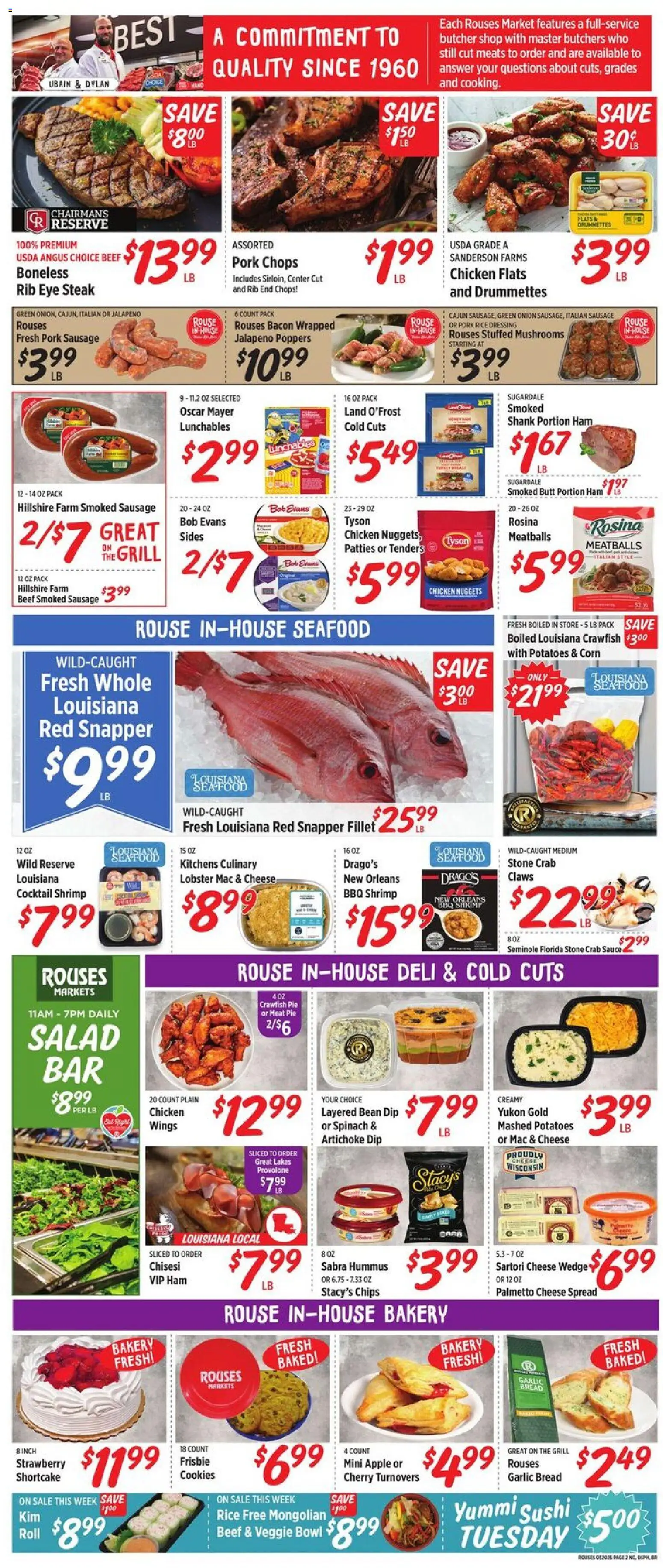 Rouses Weekly Ad - valid from 20.05.2026 | Page: 6 | Products: Pork, Beef, Potatoes, Sauce