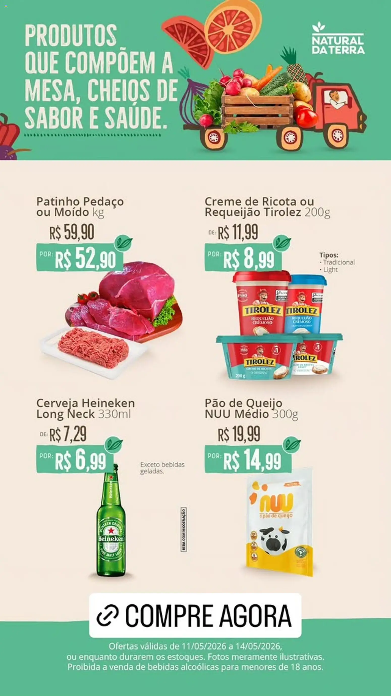 Natural da Terra Folheto - válido de 11.05.2026 | Página: 2 | Produtos: Queijo, Pão, Cerveja, Heineken