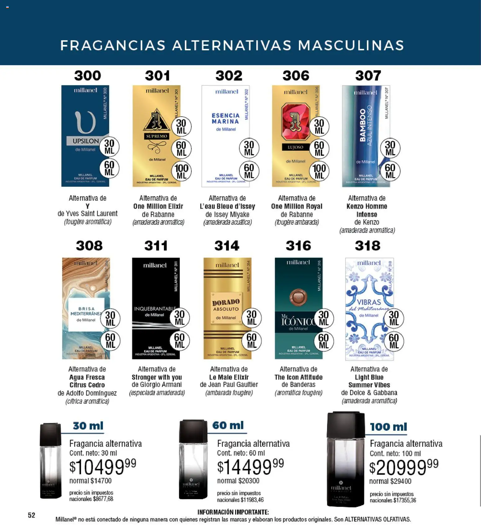 Millanel - Catálogo │ válido desde el 30/03/2026 | Página: 52 | Productos: Jean, Fragancia, Agua