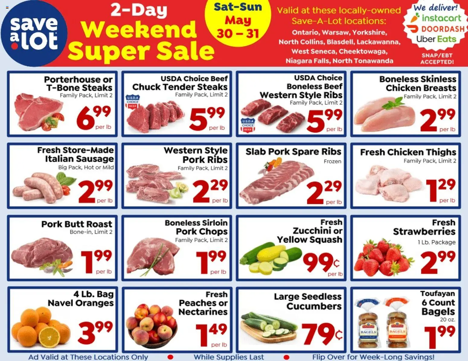 Save a Lot - Special Promotion - valid from 30.05.2026 | Page: 1 | Products: Peaches, Pork, Cucumbers, Bag