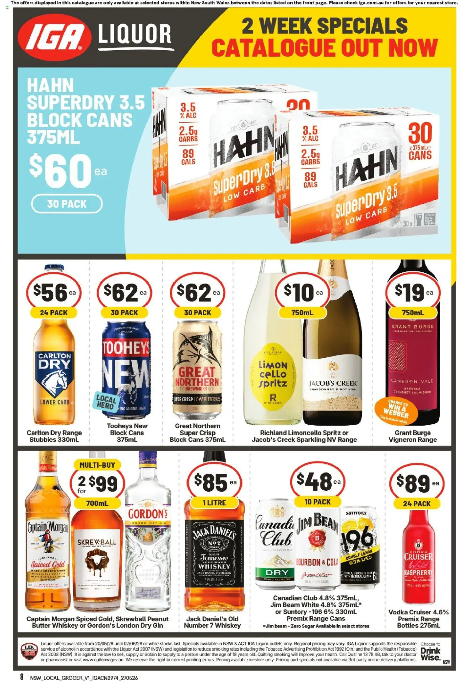 IGA catalogue - valid from 27.05.2026 | Page: 8 | Products: Bourbon, Vodka, Sugar, Lemon