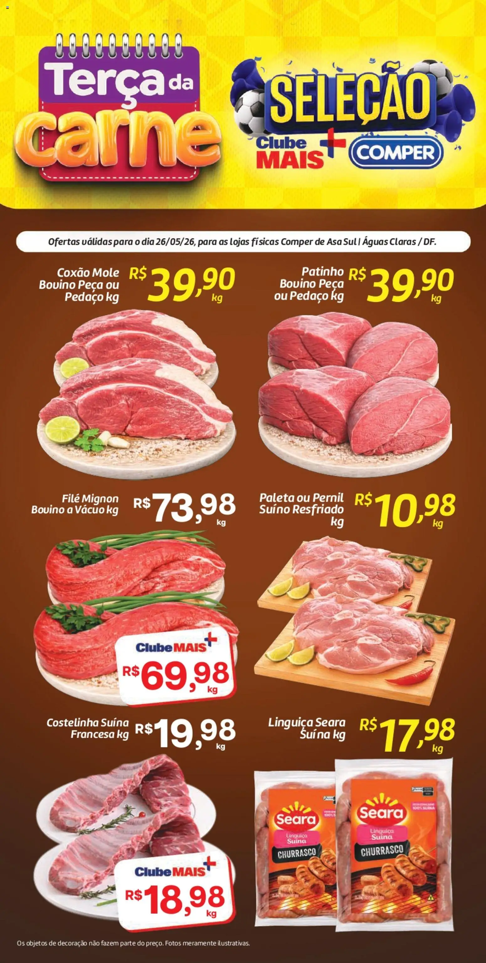 Comper Folheto - válido de 26.05.2026 | Página: 1 | Produtos: Linguiça, Filé mignon, Pernil, Carne