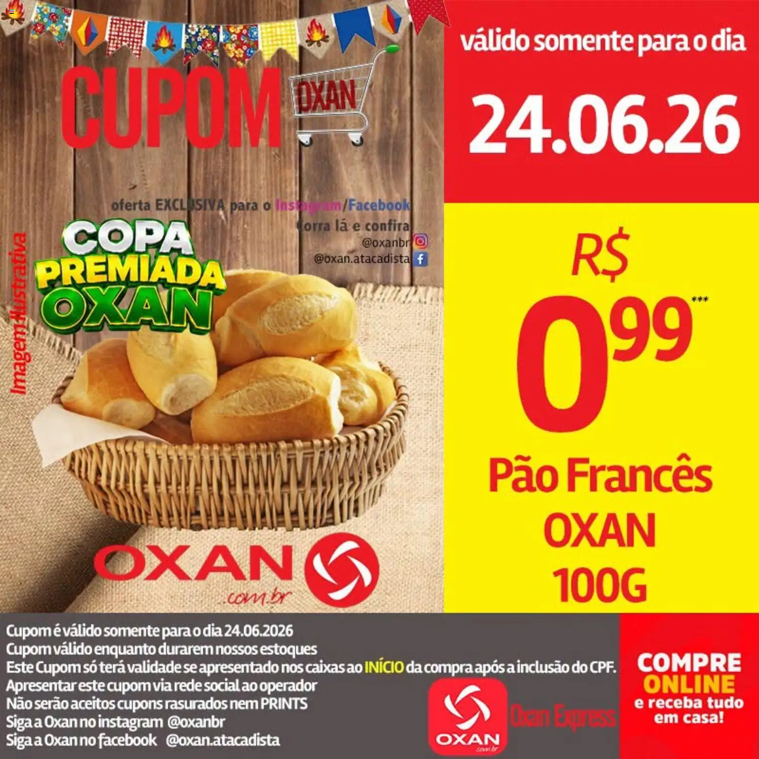 Oxan Atacadista Folheto - válido de 24/06/2026 | Página: 14 | Produtos: Pão, Copa, Pão francês