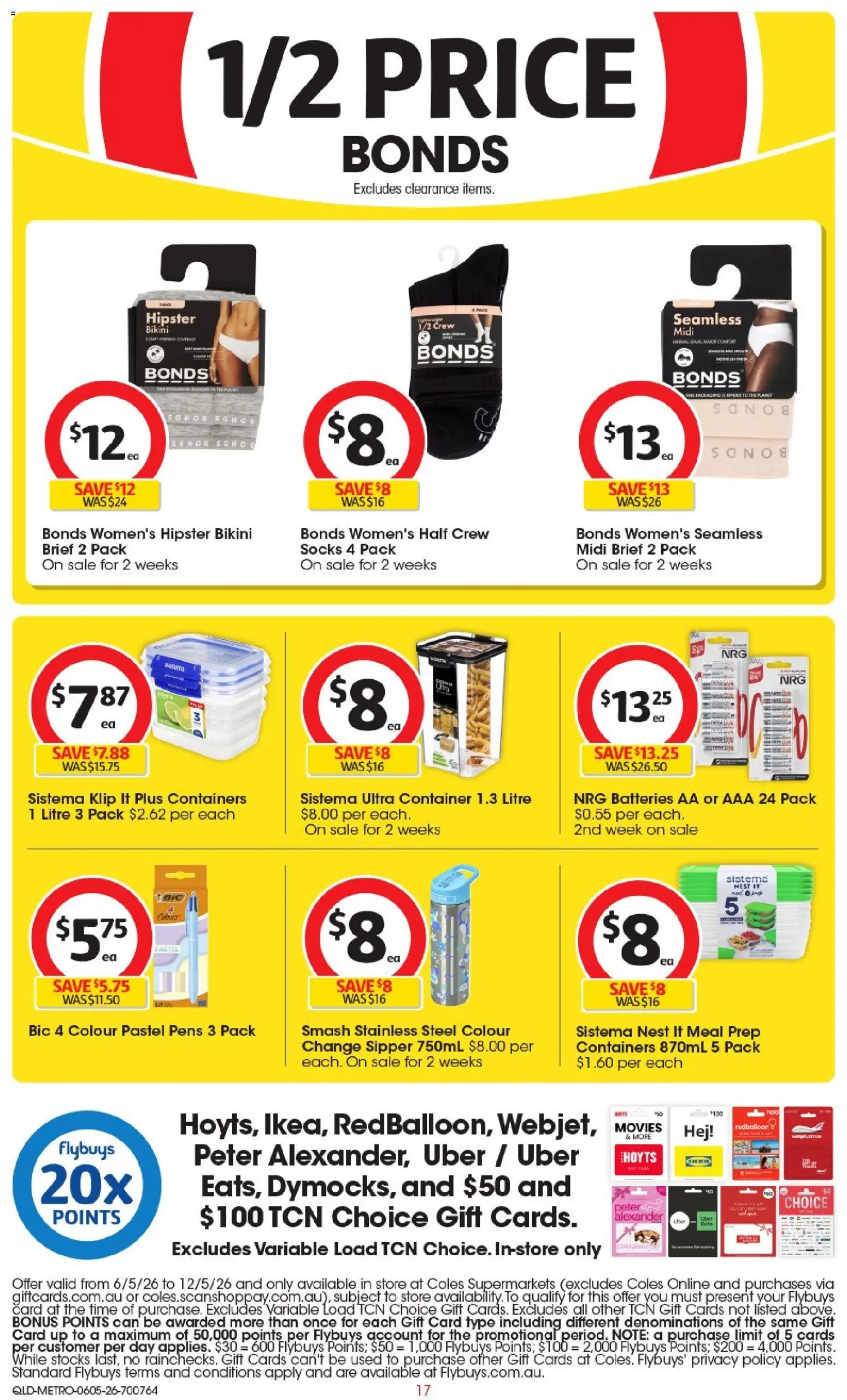 Coles catalogue - valid from 06.05.2026 | Page: 15 | Products: Bikini, Socks, Batteries