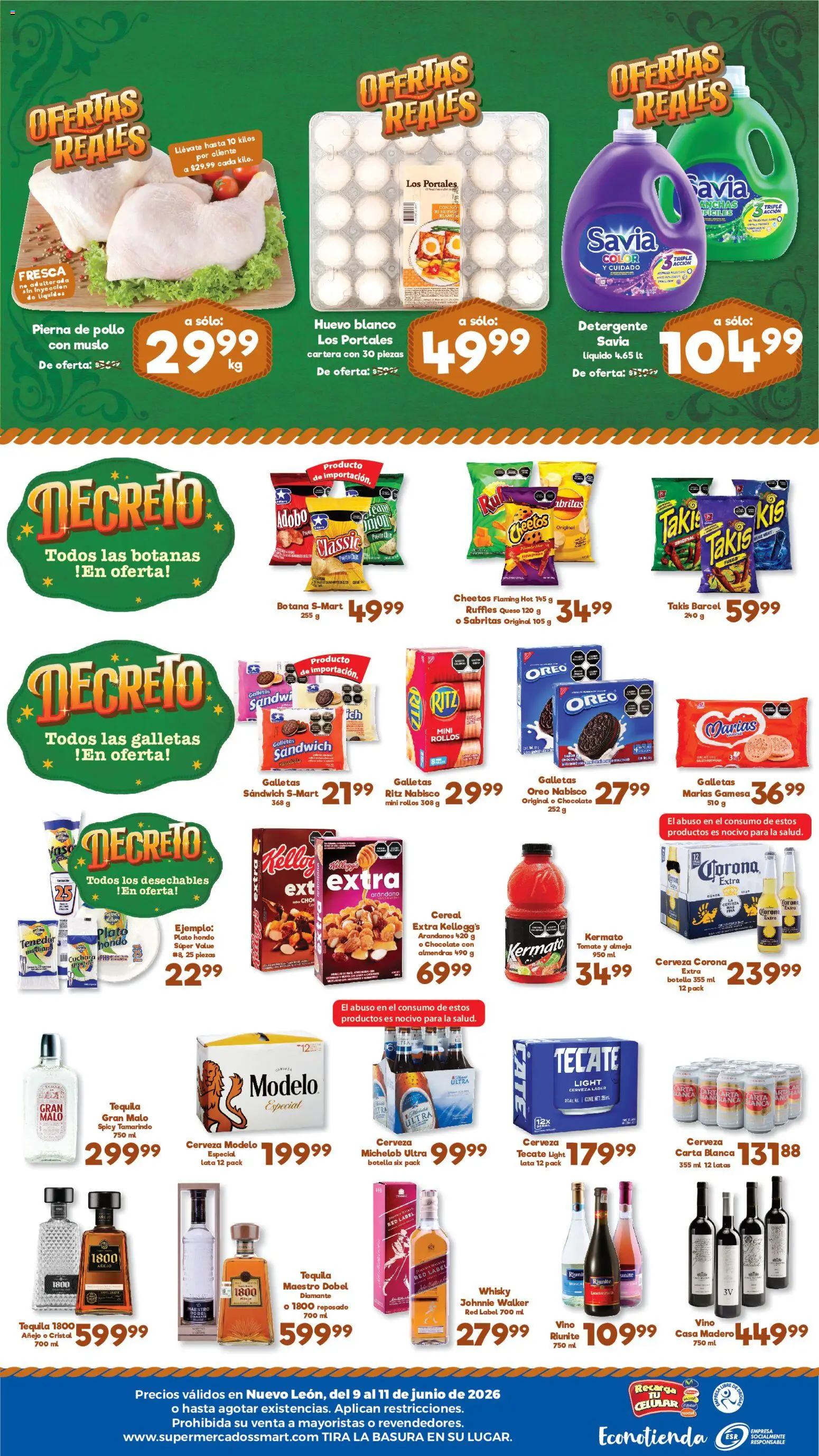 Nuevas ofertas de S-Mart válidas en toda la República Mexicana desde el 09.06.2026. ¡Encuentra las mejores ofertas en S-Mart folleto Ofertas de feria Monterrey! | Página: 2 | Productos: Pollo, Detergente, Tomate, Queso