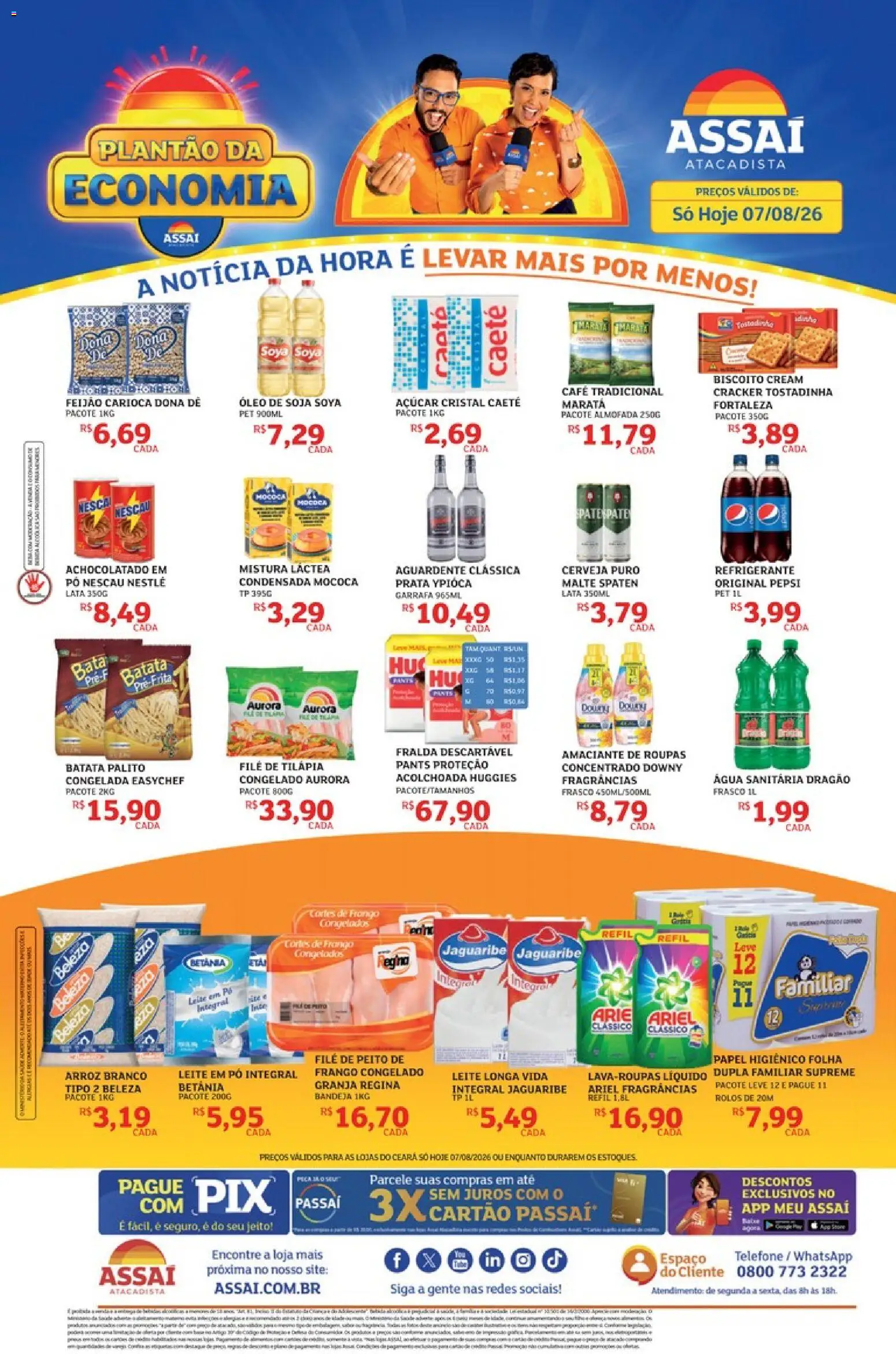 Assaí Atacadista Folheto - válido de 07/08/2026 | Página: 1 | Produtos: Feijão, Nescau, Batata, Amaciante