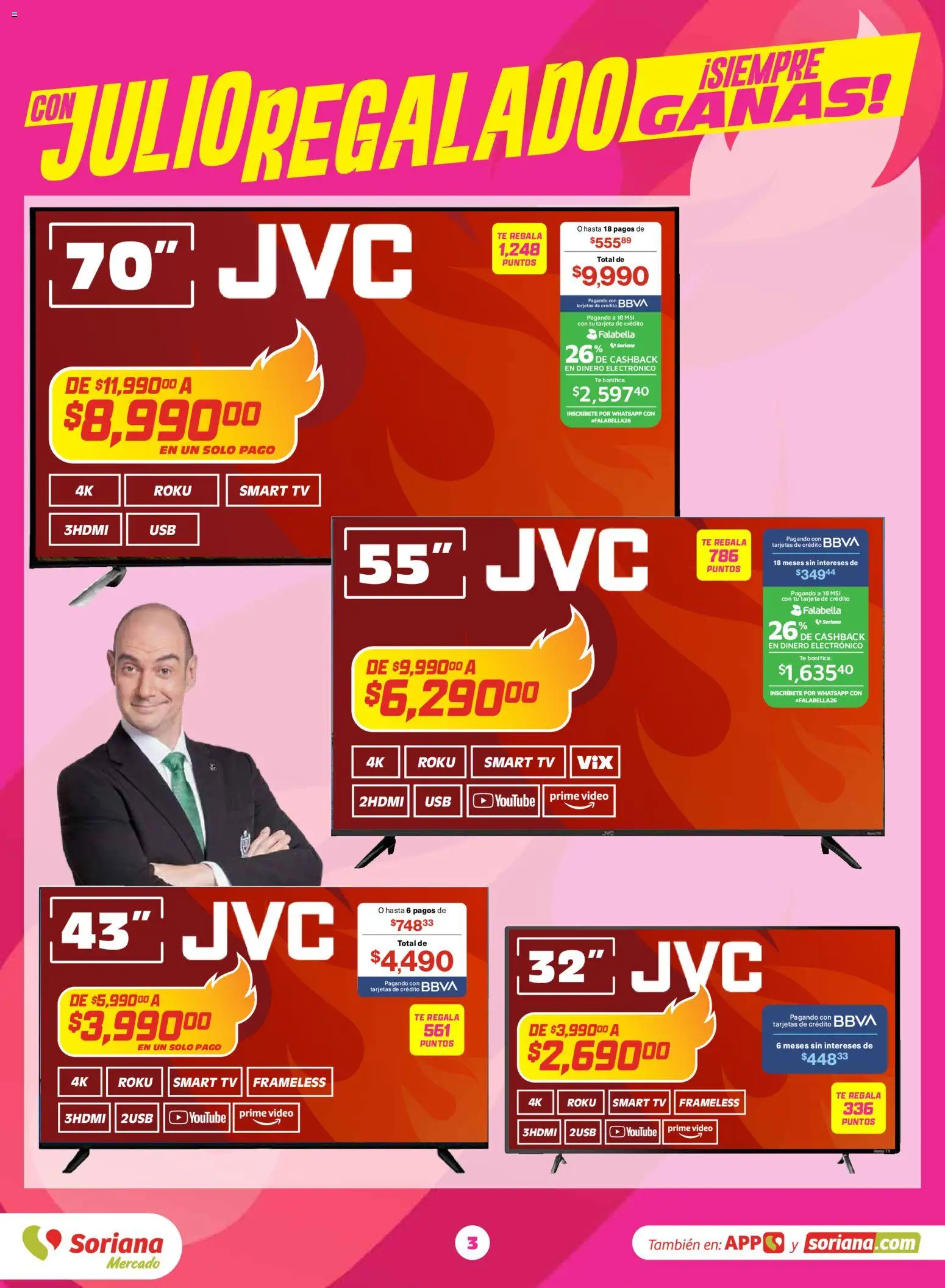 Nuevas ofertas de Soriana válidas en toda la República Mexicana desde el 03.06.2026. ¡Encuentra las mejores ofertas en Soriana Con Julio Regalado siempre ganas Mercado Nacional! | Página: 3 | Productos: Té, Video
