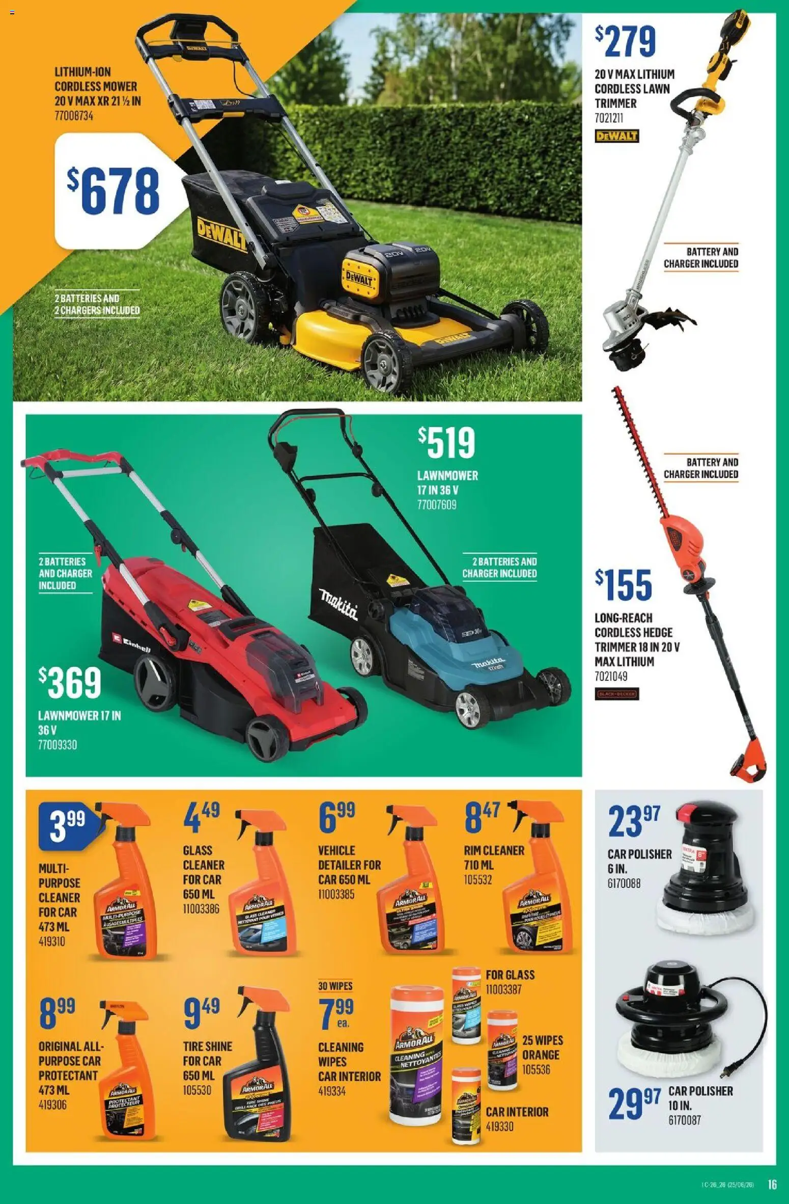 Canac flyer valid from Jun 25, 2026 | Page: 16 | Products: Mower, Battery