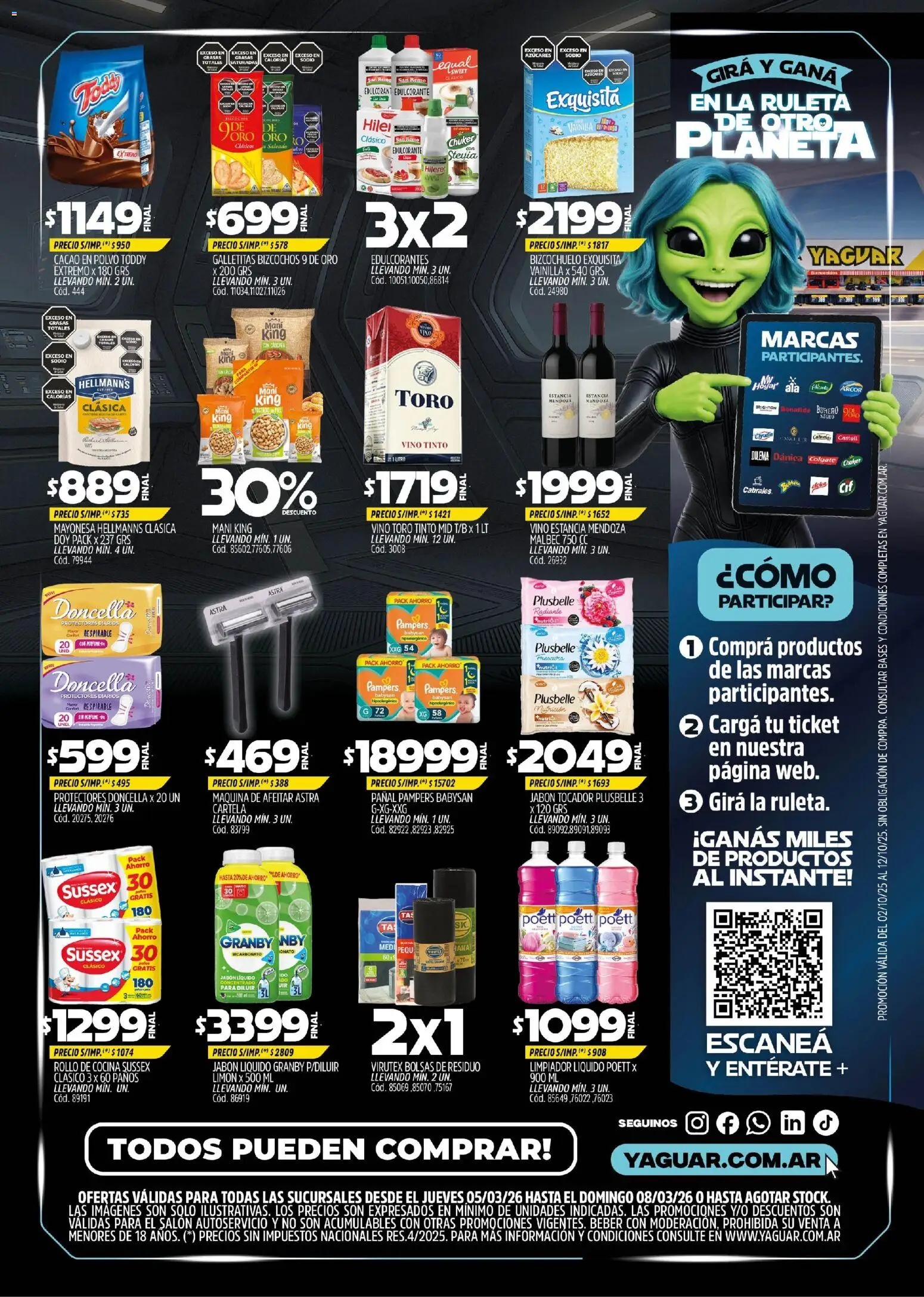 Yaguar - Precios de otro planeta Buenos Aires │ válido desde el 05.03.2026 | Página: 2 | Productos: Mayonesa, Jabón, Limpiador, Protectores diarios