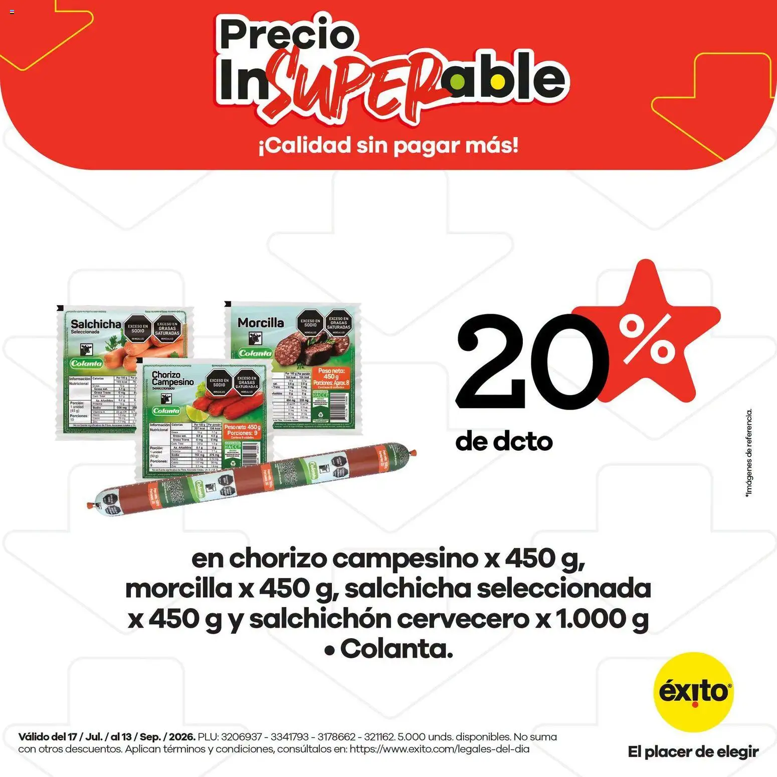 Éxito revista - valida desde el 17/07/2026 | Página: 3 | Productos: Salchicha, Peso, Chorizo, Morcilla