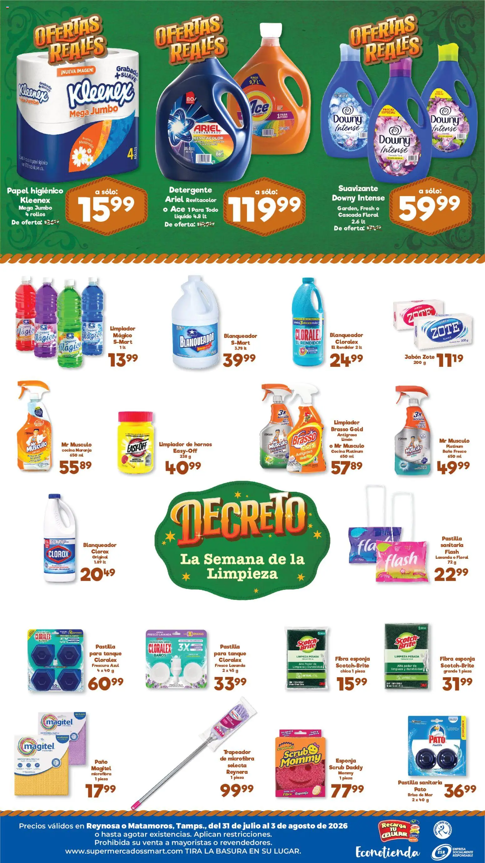 Nuevas ofertas de S-Mart válidas en toda la República Mexicana desde el 31/07/2026. ¡Encuentra las mejores ofertas en S-Mart folleto Ofertas de feria Matamoros! | Página: 2 | Productos: Esponja, Limpiador, Baño, Jabón