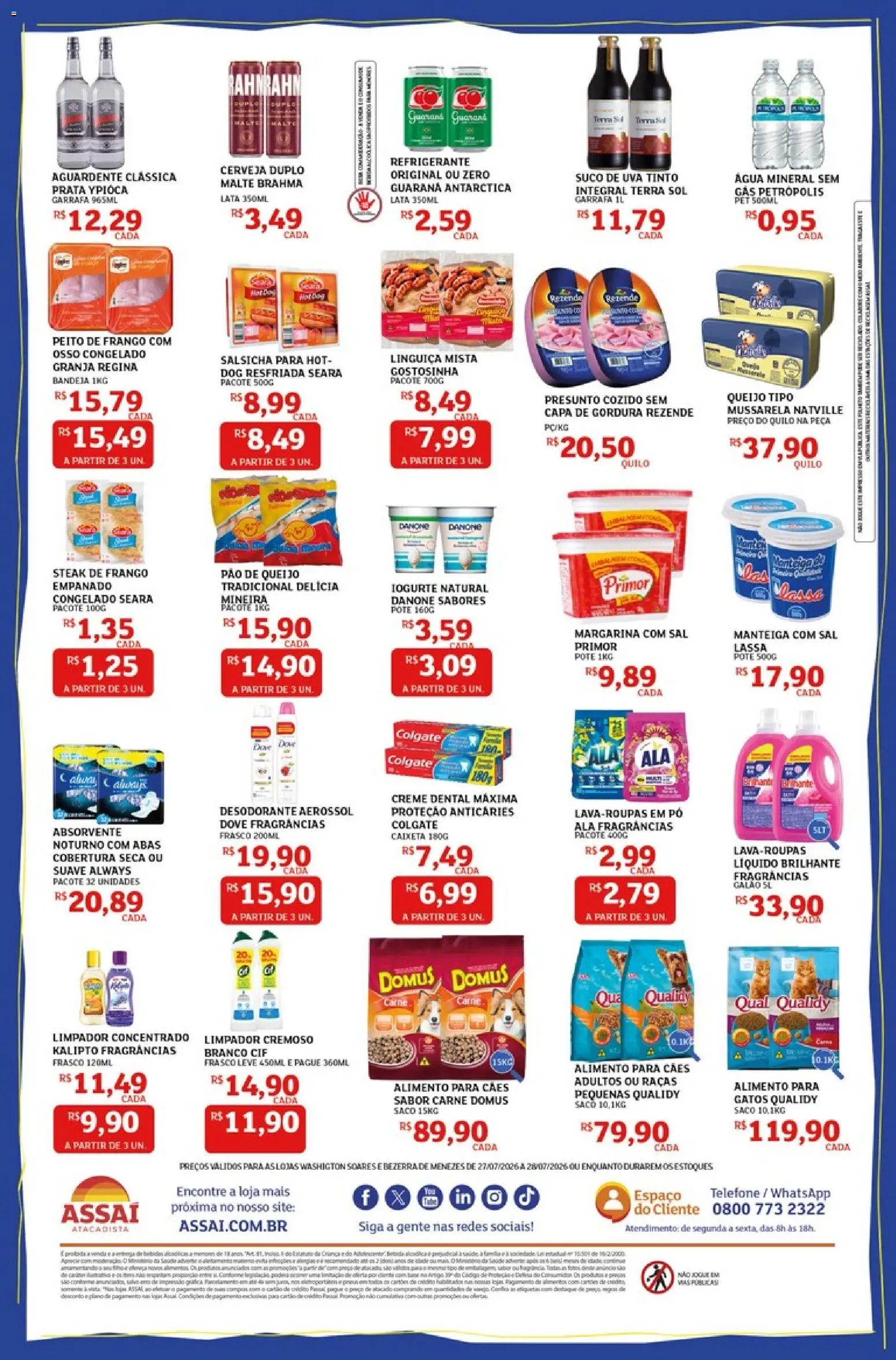 Assaí Atacadista Folheto - válido de 27/07/2026 | Página: 2 | Produtos: Guaraná, Salsicha, Queijo, Água mineral