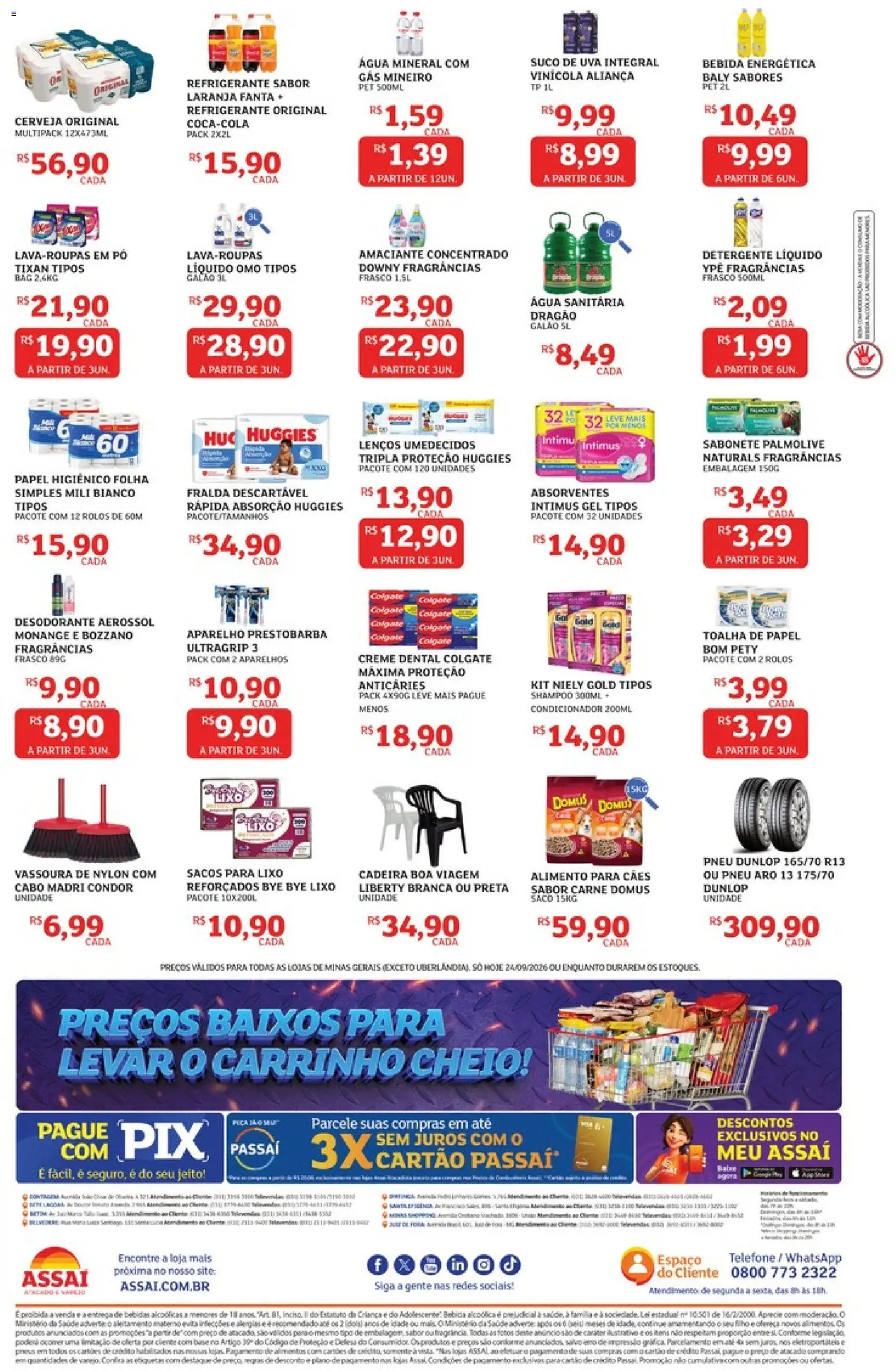 Assaí Atacadista Folheto - válido de 24/09/2026 | Página: 2 | Produtos: Pneu, Detergente, Carne, Água sanitária