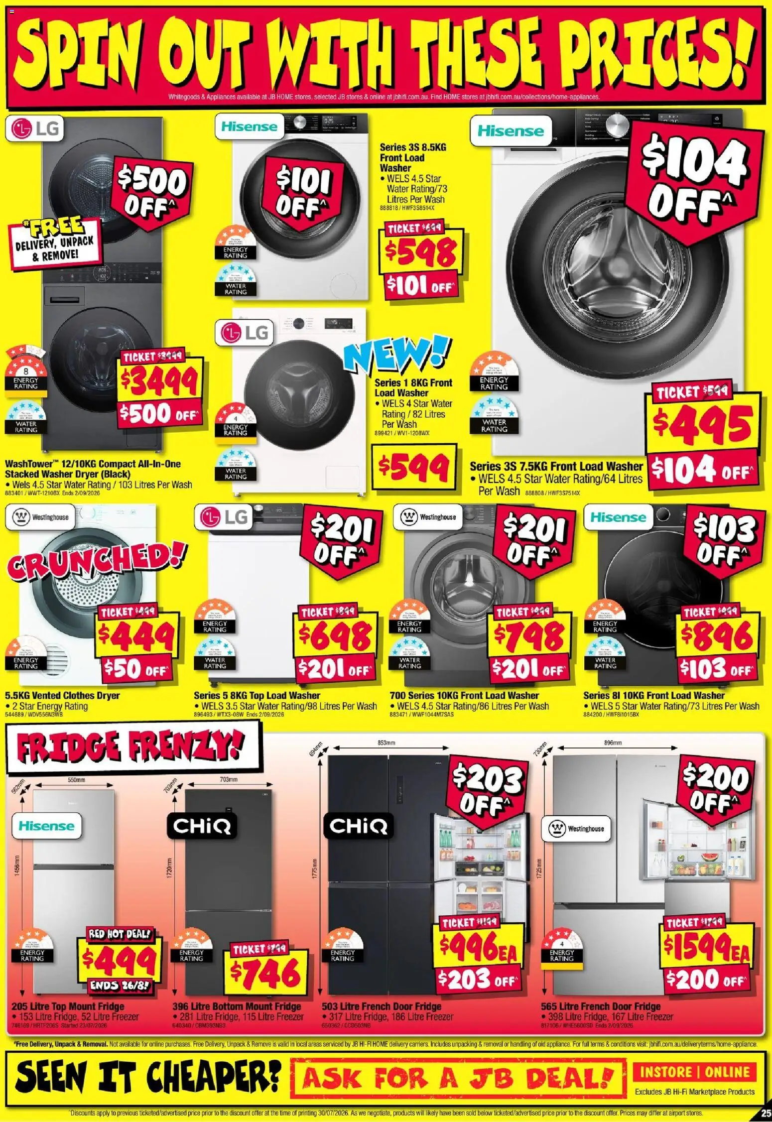 JB Hi-Fi catalogue - valid from 13/08/2026 | Page: 25 | Products: Door, Water, Fridge, Dryer