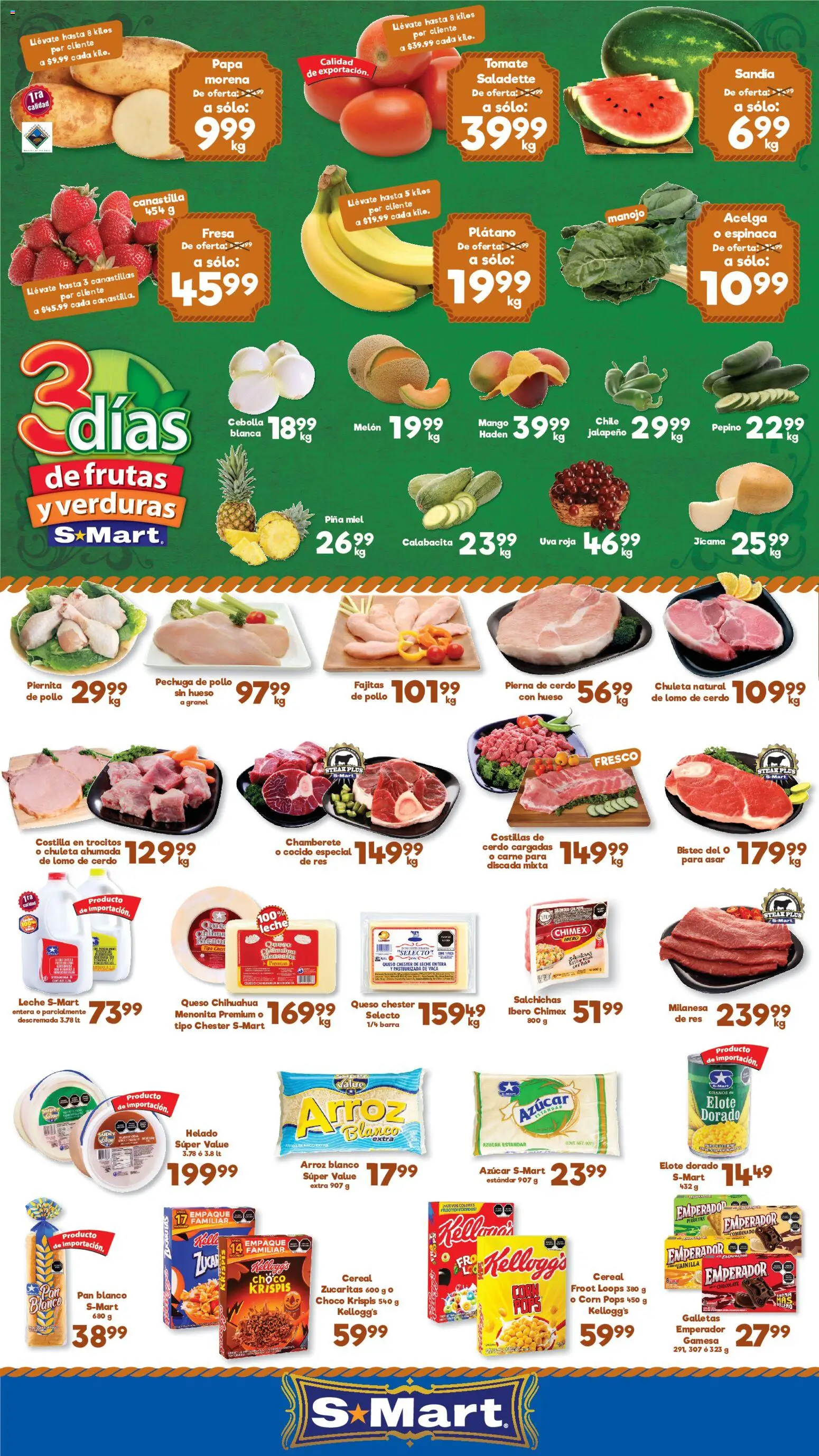 Nuevas ofertas de S-Mart válidas en toda la República Mexicana desde el 26.05.2026. ¡Encuentra las mejores ofertas en S-Mart folleto Matamoros! | Página: 1 | Productos: Fresa, Acelga, Cerdo, Galletas
