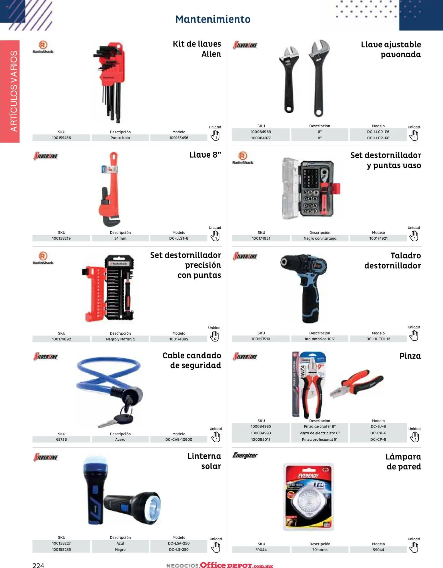 Nuevas ofertas de Office Depot válidas en toda la República Mexicana desde el 12/01/2026. ¡Encuentra las mejores ofertas en Office Depot catálogo 2026! | Página: 226 | Productos: Linterna, Radio, Lámpara, Pinza