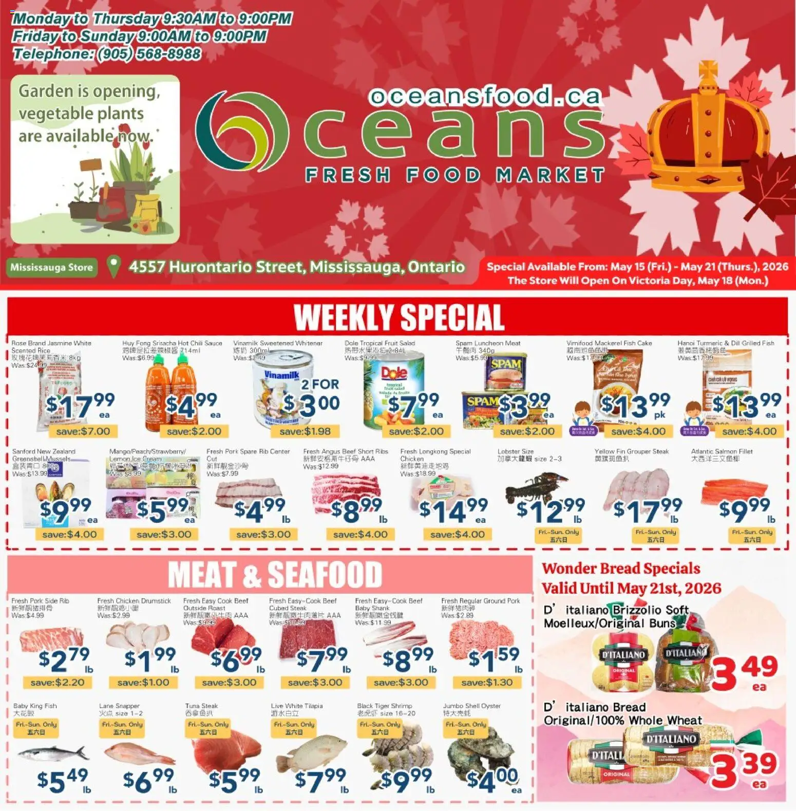 Oceans flyer valid from 15.05.2026 | Page: 1 | Products: Grill, Powder, Cheese, Yogurt