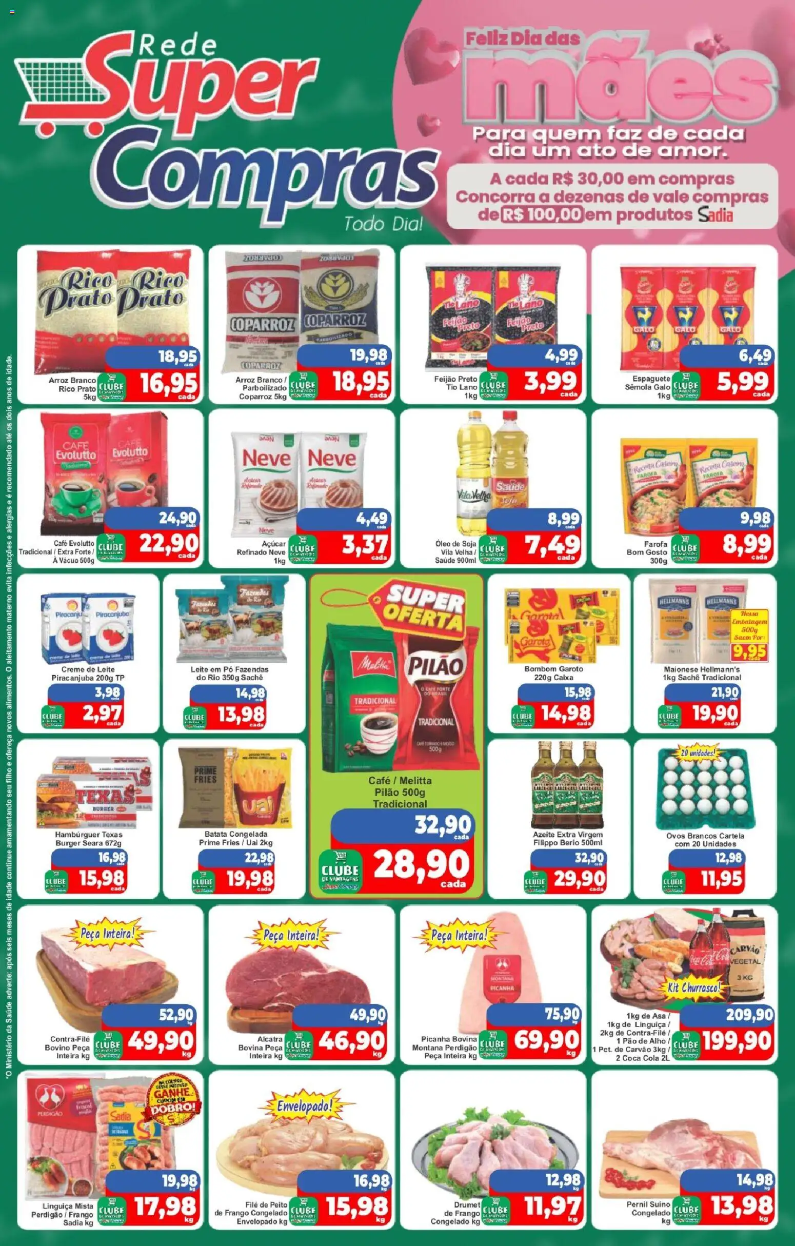 Rede Super Compras Folheto - válido de 08.05.2026 | Página: 1 | Produtos: Alho, Picanha, Farofa, Azeite