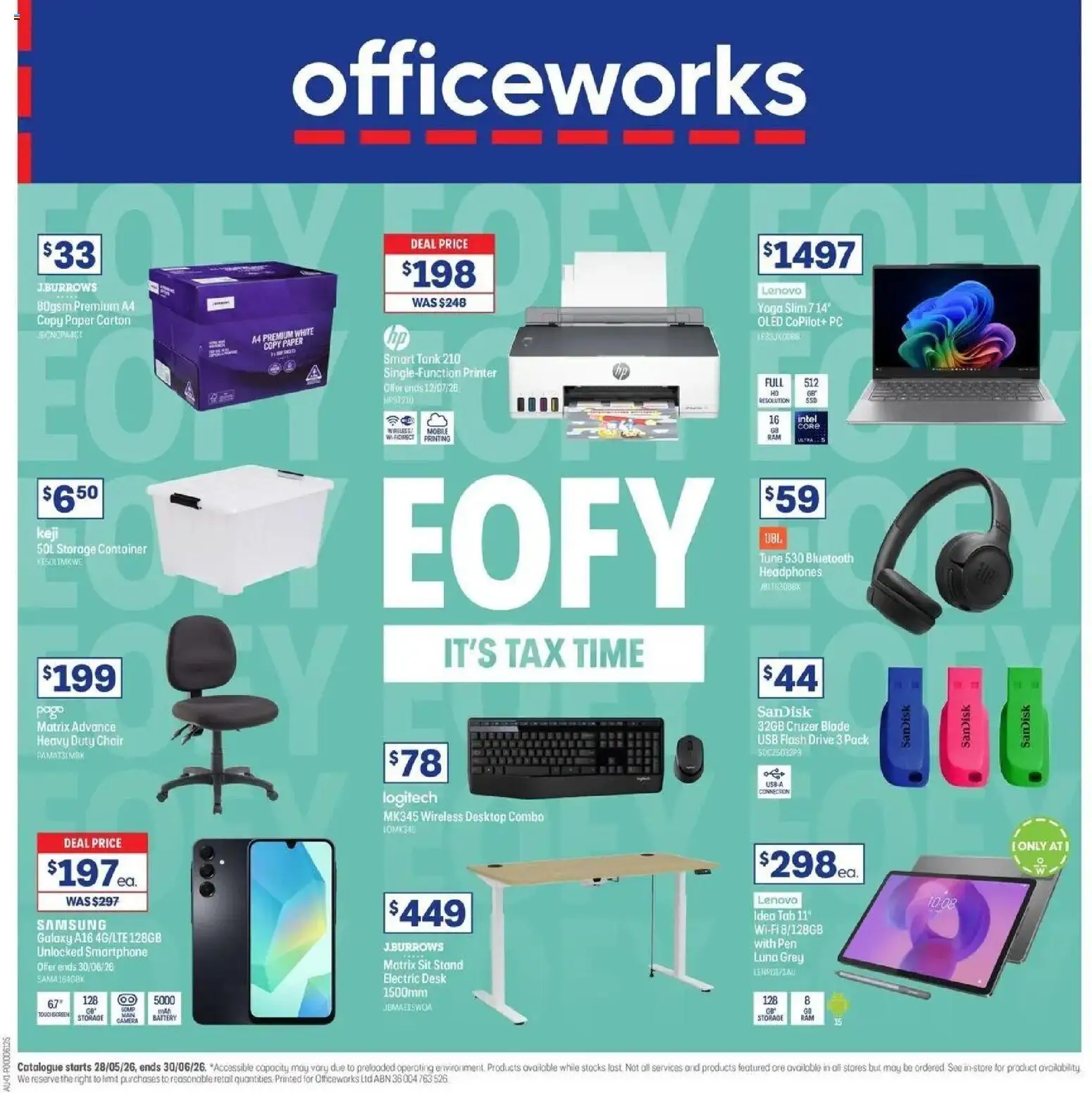 Officeworks catalogue - valid from 27.05.2026 | Page: 1 | Products: Bluetooth headphones, Pc, Camera, Usb