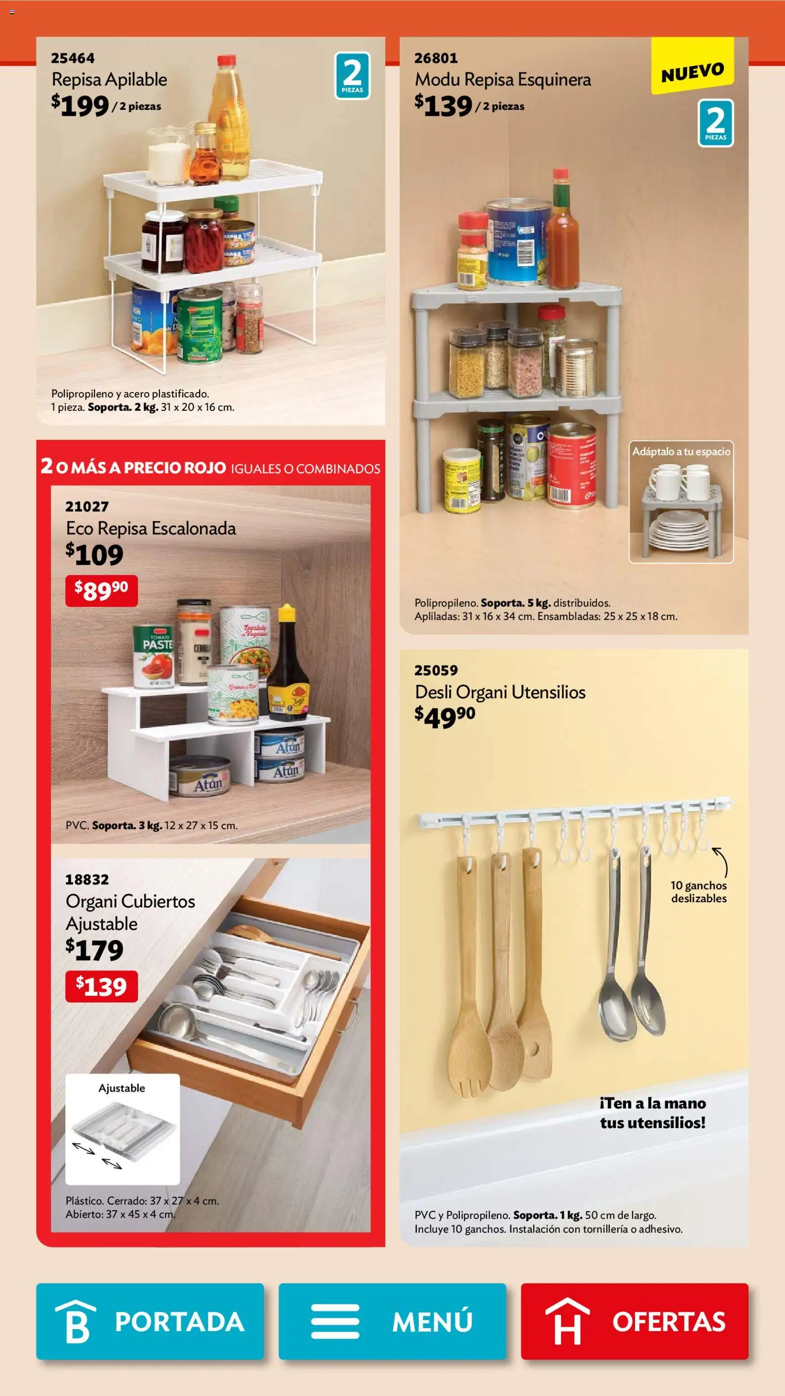 Nuevas ofertas de Betterware válidas en toda la República Mexicana desde el 02/02/2026. ¡Encuentra las mejores ofertas en Betterware campaña 2 2026! | Página: 45 | Productos: Cebolla, Repisa, Atún
