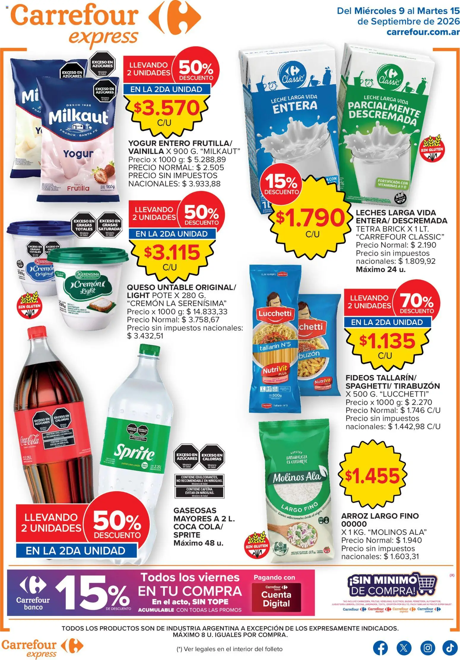 Carrefour Express catálogo │ válido desde el 09/09/2026 | Página: 1 | Productos: Sprite, Vainilla, Untable, Arroz