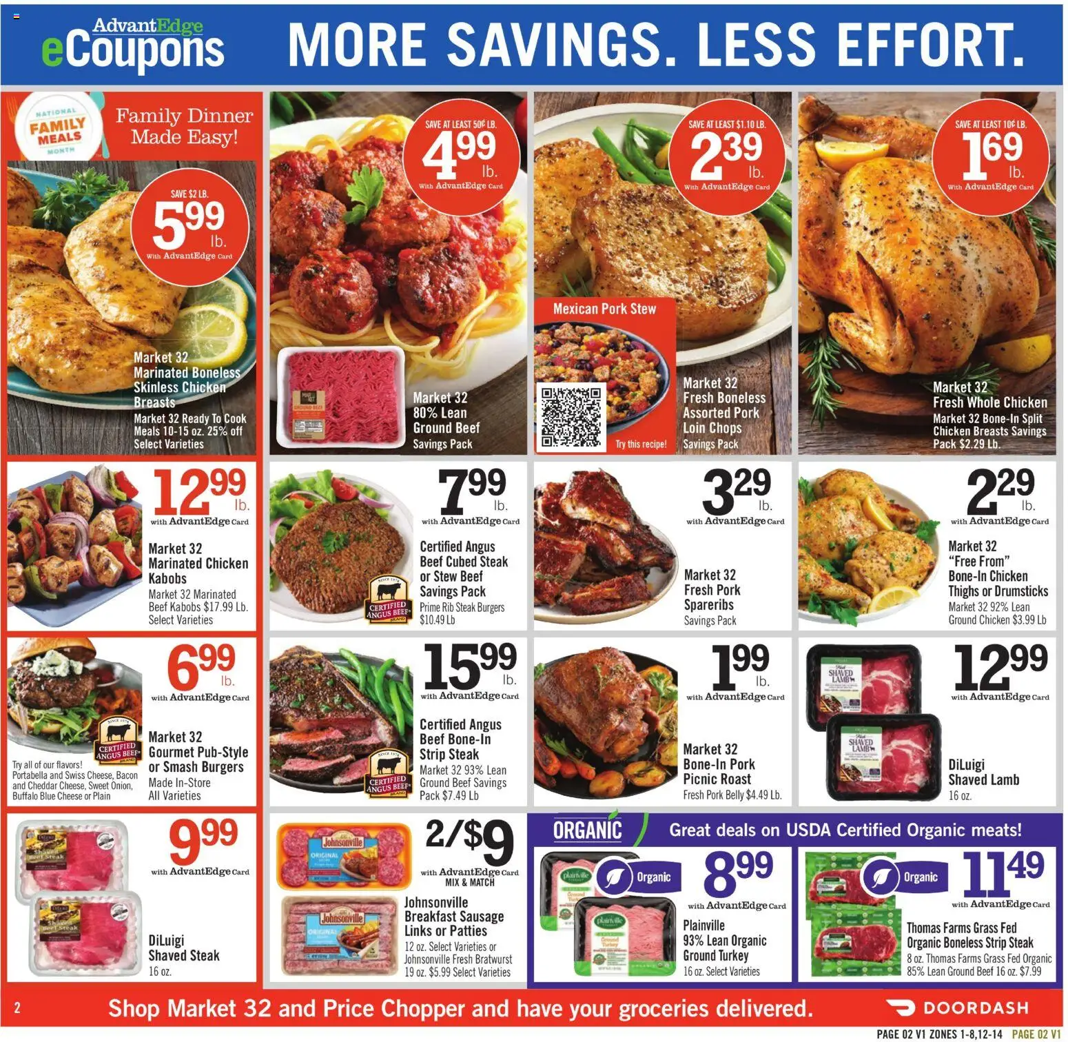 Price Chopper Weekly Ad - valid from 08/30/2026 | Page: 2 | Products: Ground turkey, Bratwurst, Pork belly, Chicken breasts