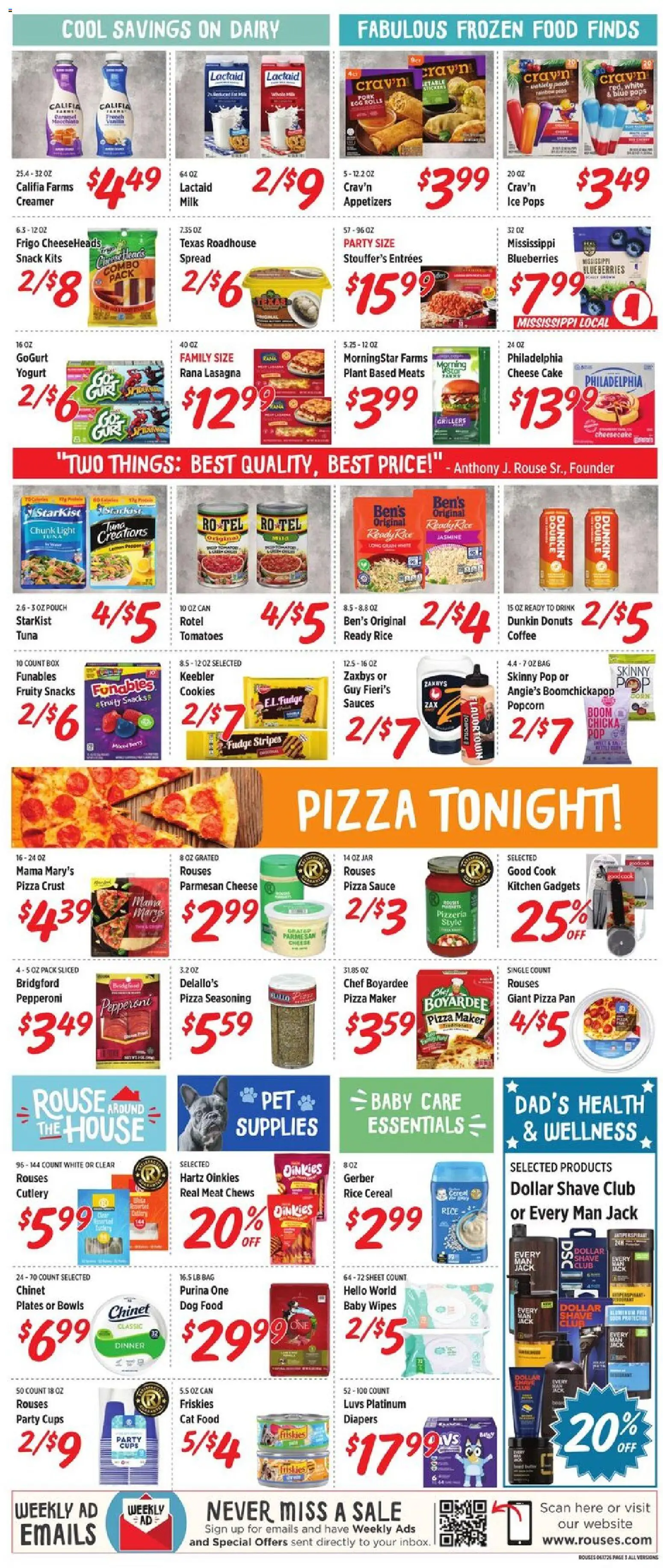 Rouses Weekly Ad - valid from 17.06.2026 | Page: 6 | Products: Cat Food, Pizza, Tomatoes, Cookies