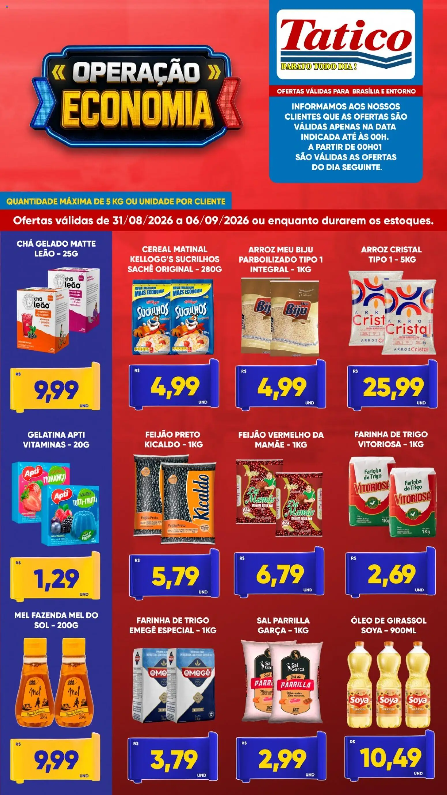 Tatico Folheto - válido de 31/08/2026 | Página: 3 | Produtos: Farinha de trigo, Chá, Sucrilhos, Óleo de girassol