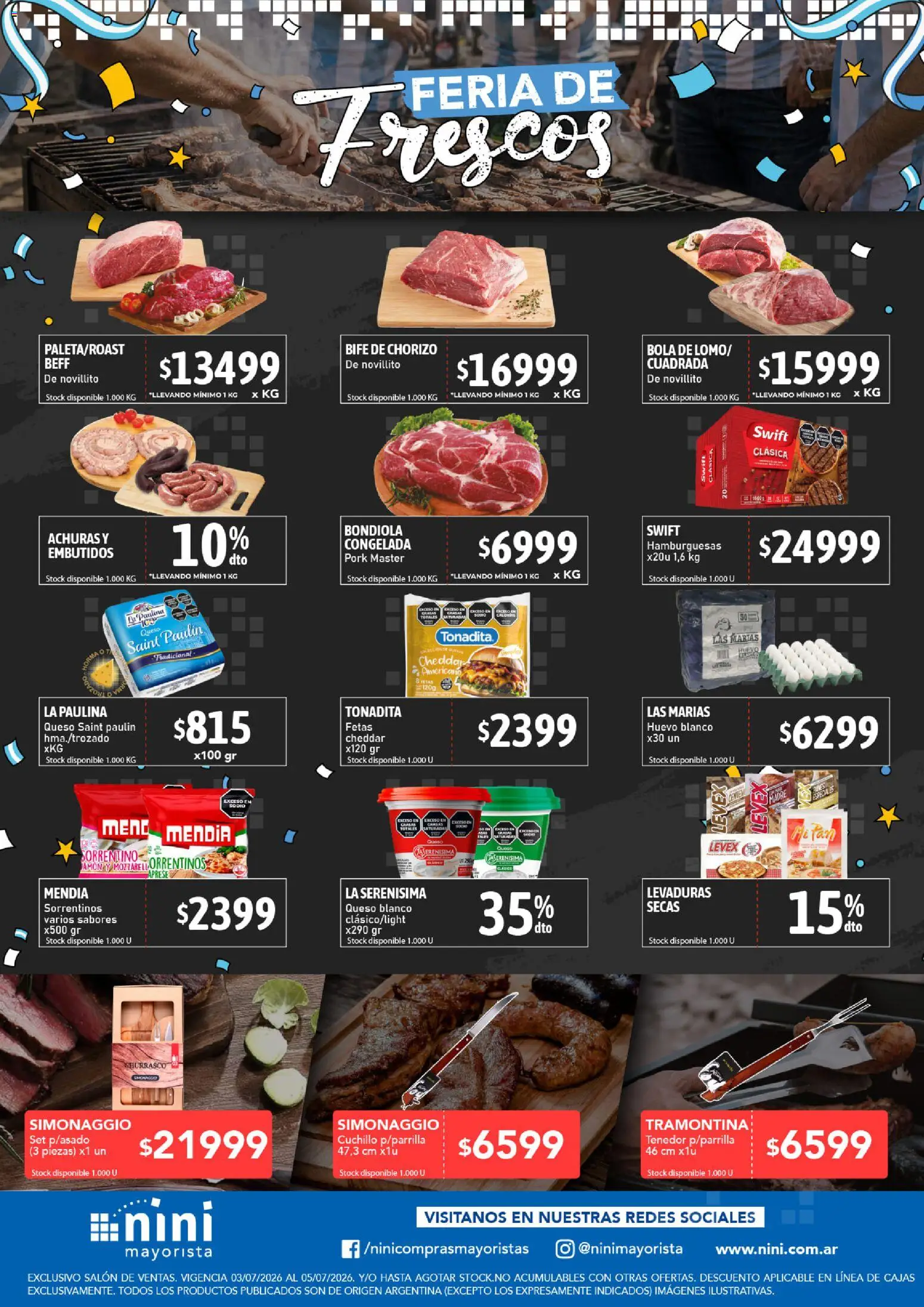 NINI Mayorista ofertas │ válido desde el 03/07/2026 | Página: 1 | Productos: Tenedor, Huevo, Queso, Chorizo