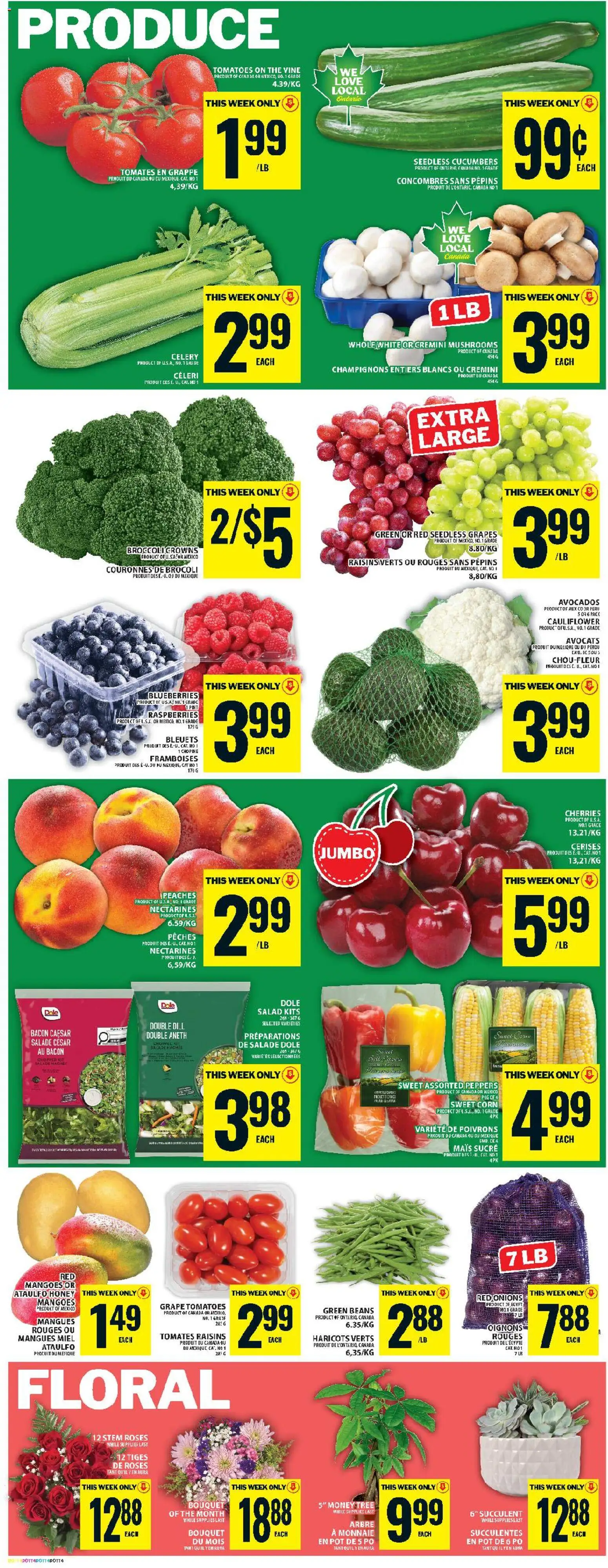 Food Basics flyer valid from 11.06.2026 | Page: 8 | Products: Cucumbers, Salad, Tomatoes
