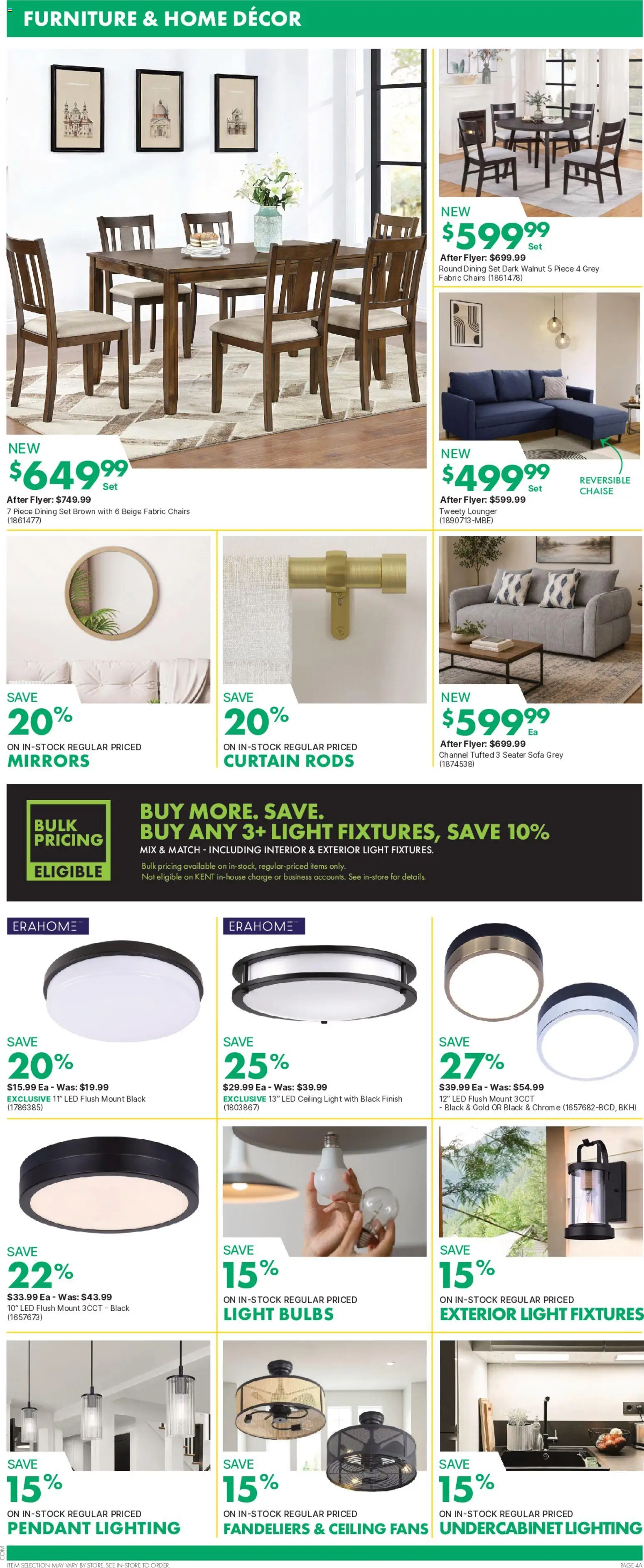 Kent flyer valid from Sep 17, 2026 | Page: 10 | Products: Dining set, Sofa, Light bulbs, Chairs