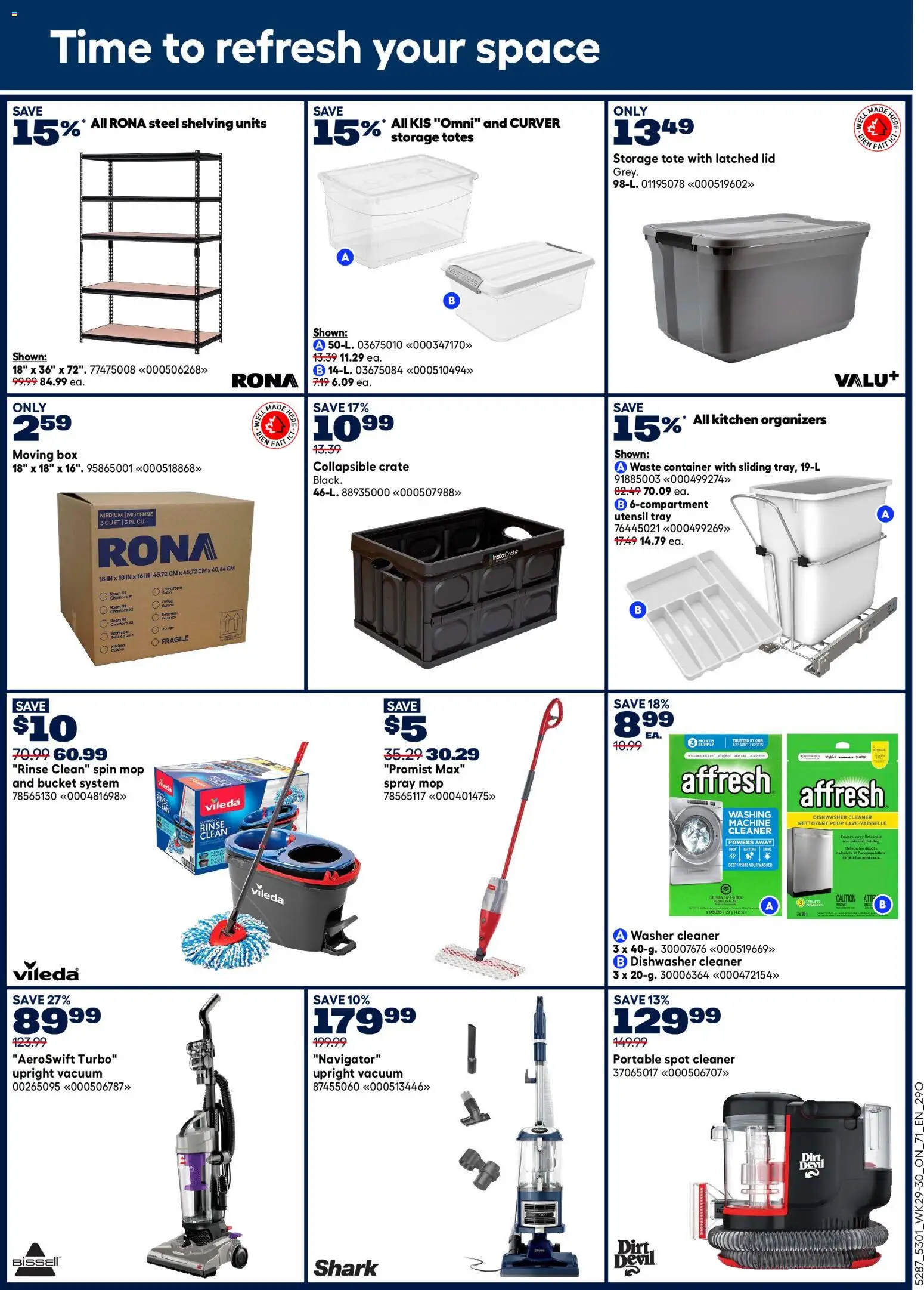 Rona flyer valid from Aug 13, 2026 | Page: 7 | Products: Mop, Dishwasher, Dishwasher cleaner, Box