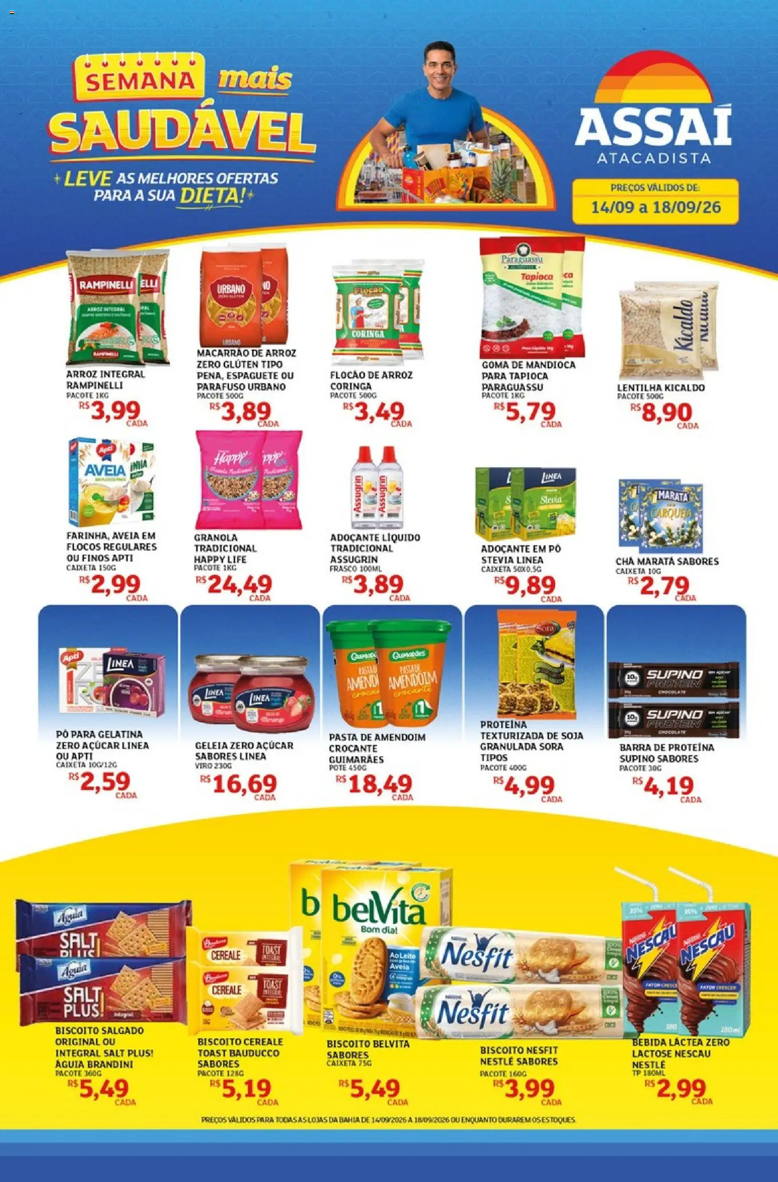 Assaí Atacadista Folheto - válido de 14/09/2026 | Página: 1 | Produtos: Espaguete, Biscoito, Nescau, Flocos