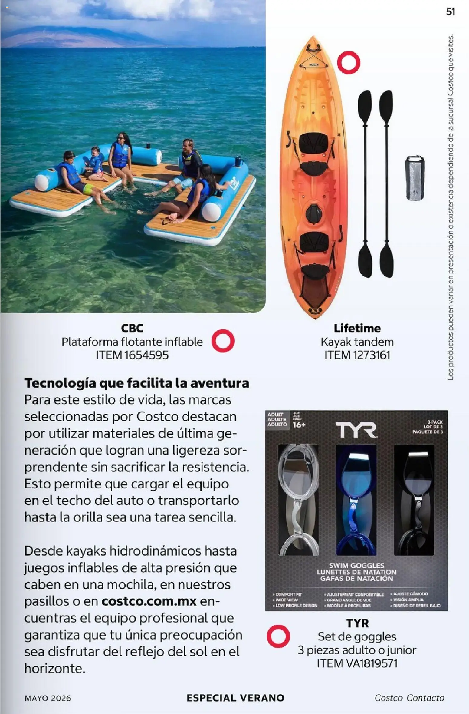 Nuevas ofertas de Costco válidas en toda la República Mexicana desde el 01.05.2026. ¡Encuentra las mejores ofertas en Costco Revista Mayo 2026! | Página: 51 | Productos: Goggles, Perfil