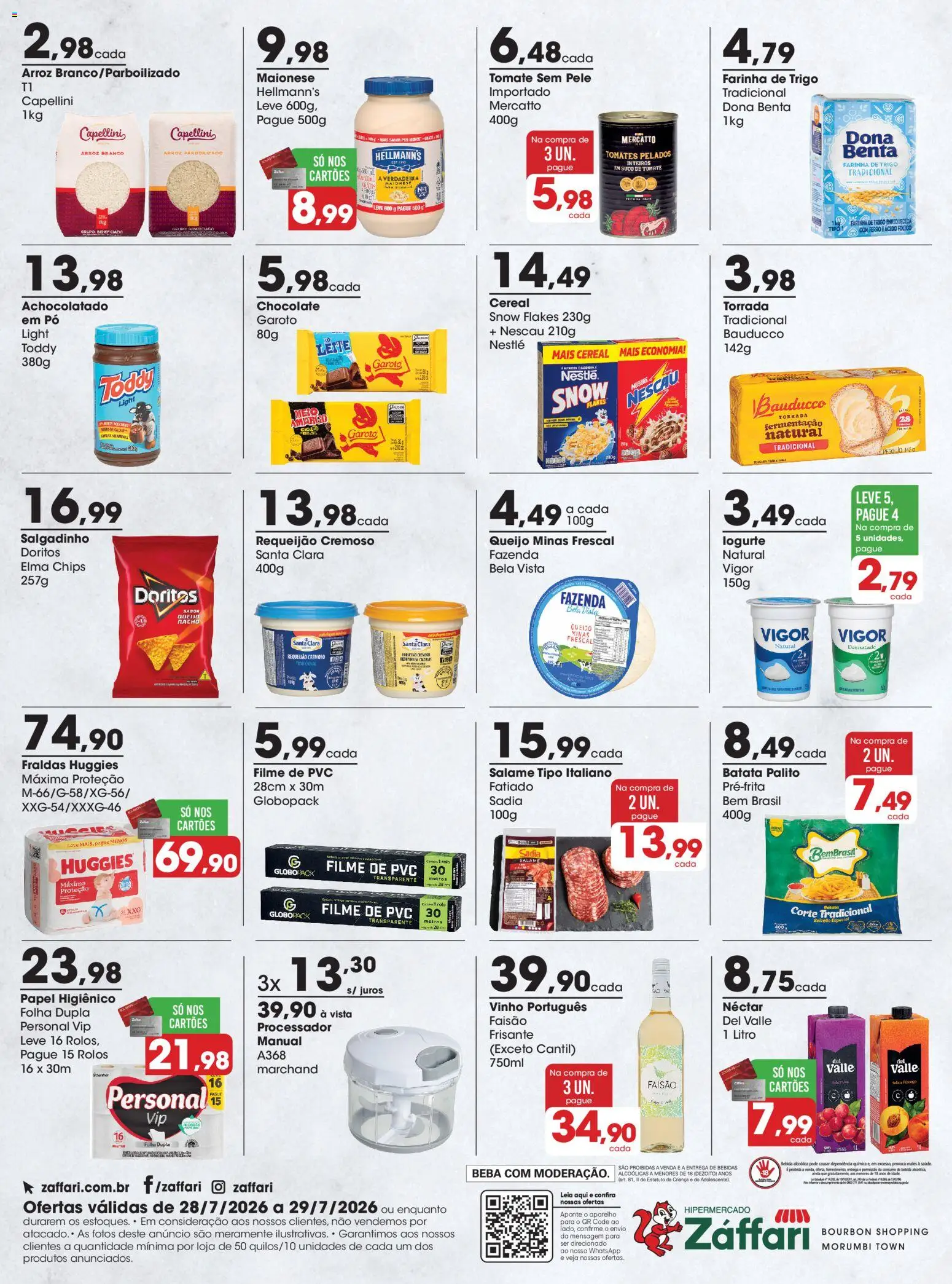 Zaffari Folheto - válido de 28/07/2026 | Página: 2 | Produtos: Nescau, Elma Chips, Vinho, Tomates