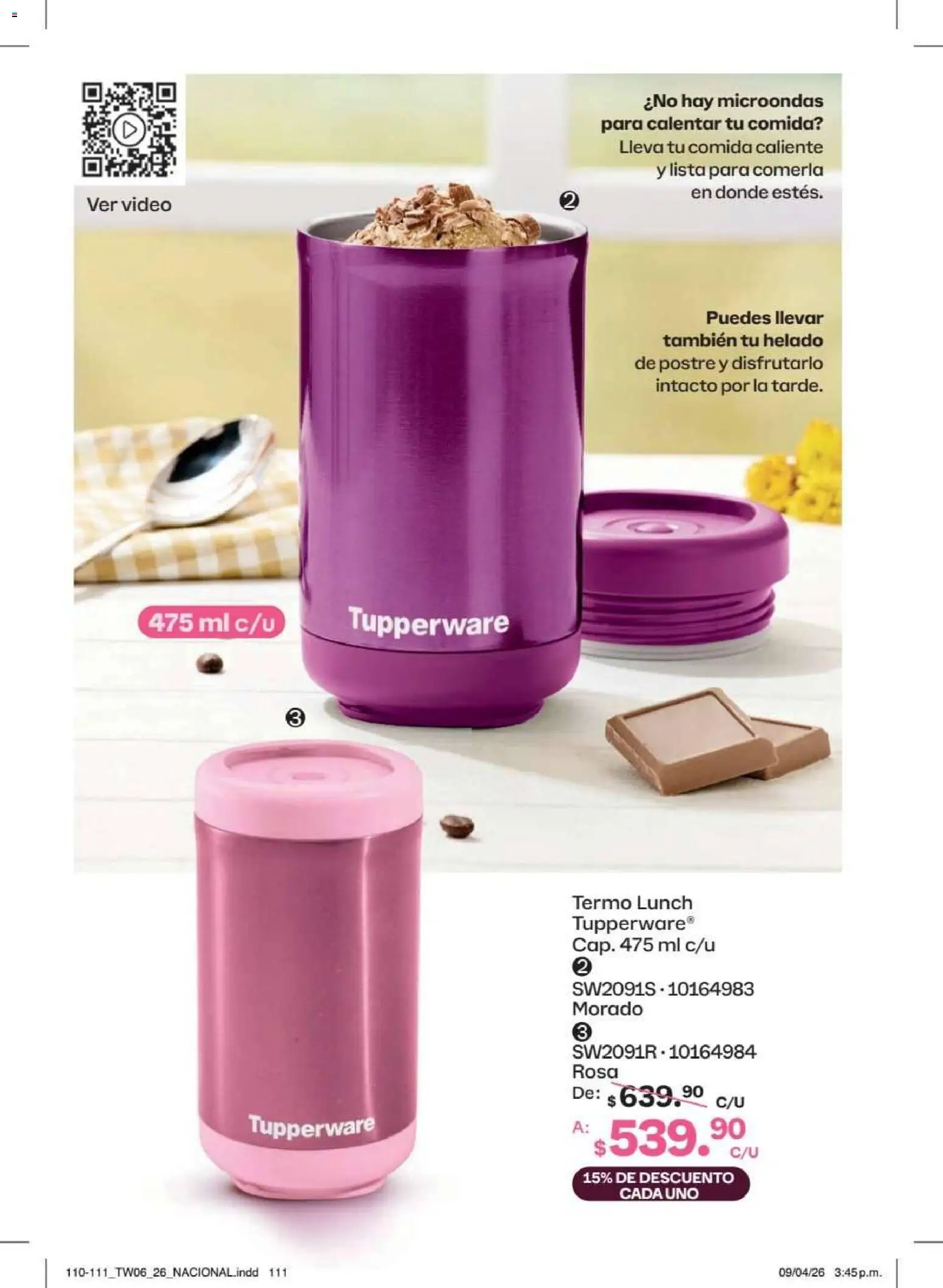 Nuevas ofertas de Tupperware válidas en toda la República Mexicana desde el 18/05/2026. ¡Encuentra las mejores ofertas en Tupperware catálogo! | Página: 111 | Productos: Helado, Microondas, Termo, Video
