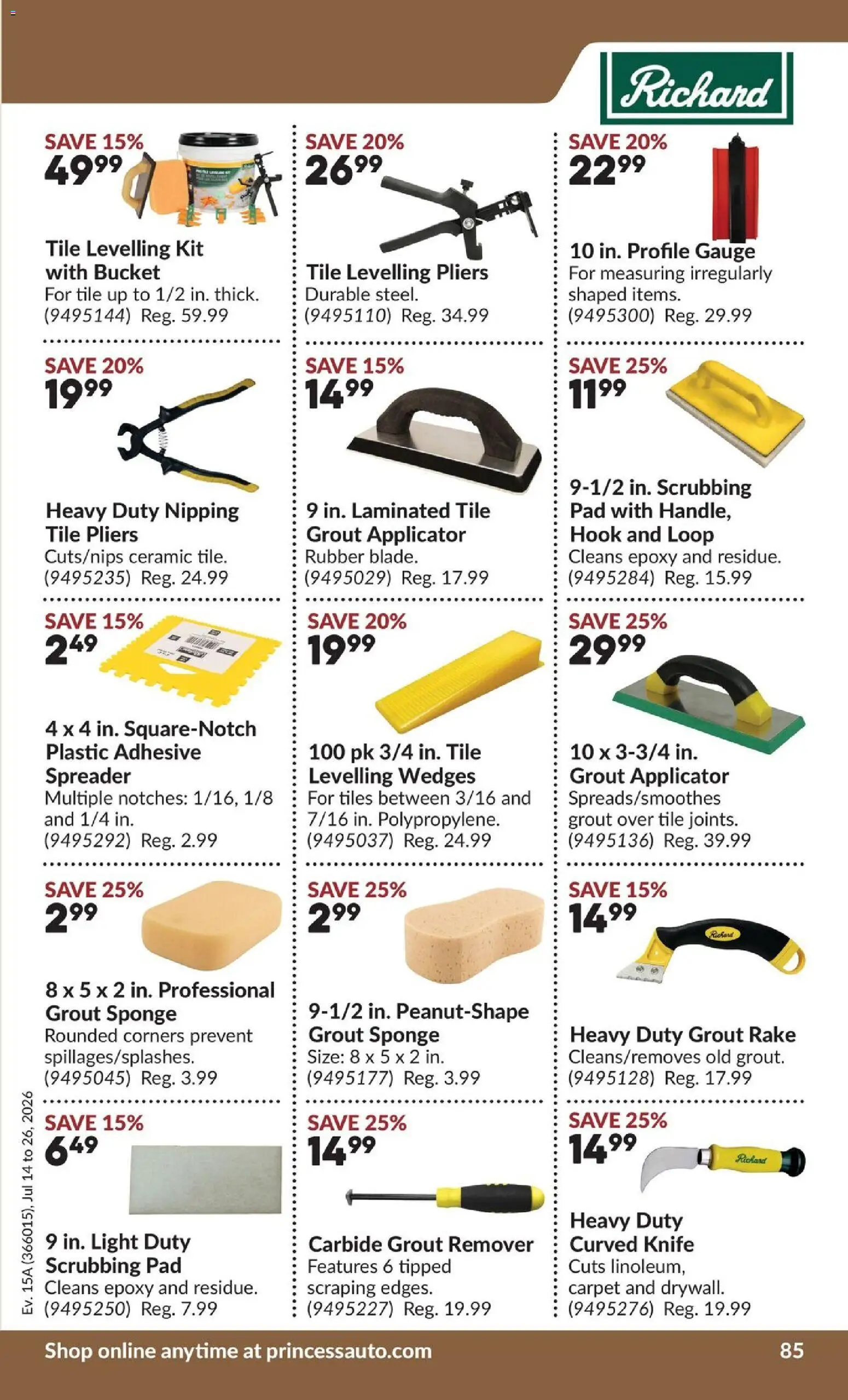 Princess Auto flyer valid from Jul 14, 2026 | Page: 99 | Products: Sponge, Carpet