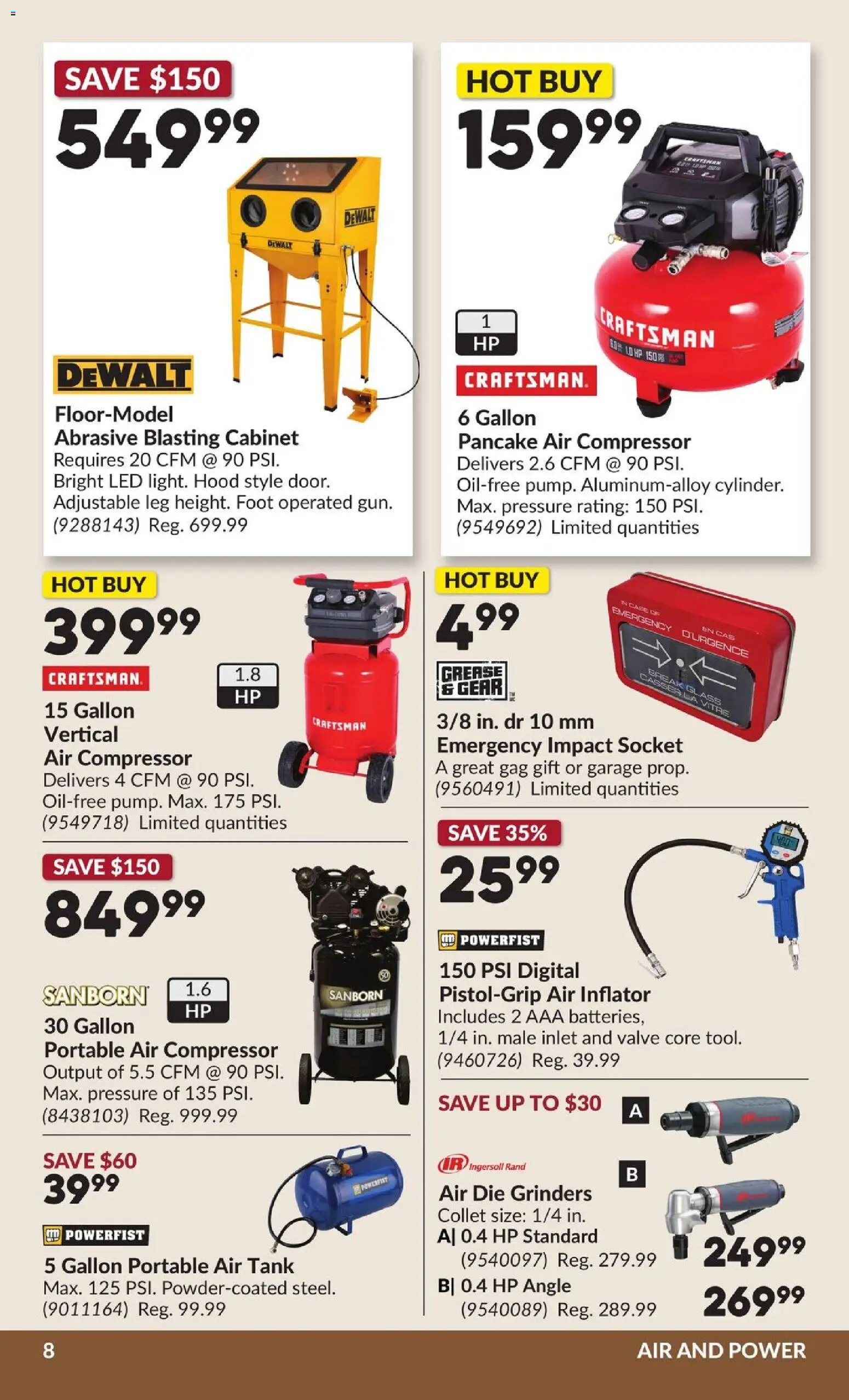 Princess Auto flyer valid from Aug 25, 2026 | Page: 9 | Products: Compressor, Case, Socket, Cabinet