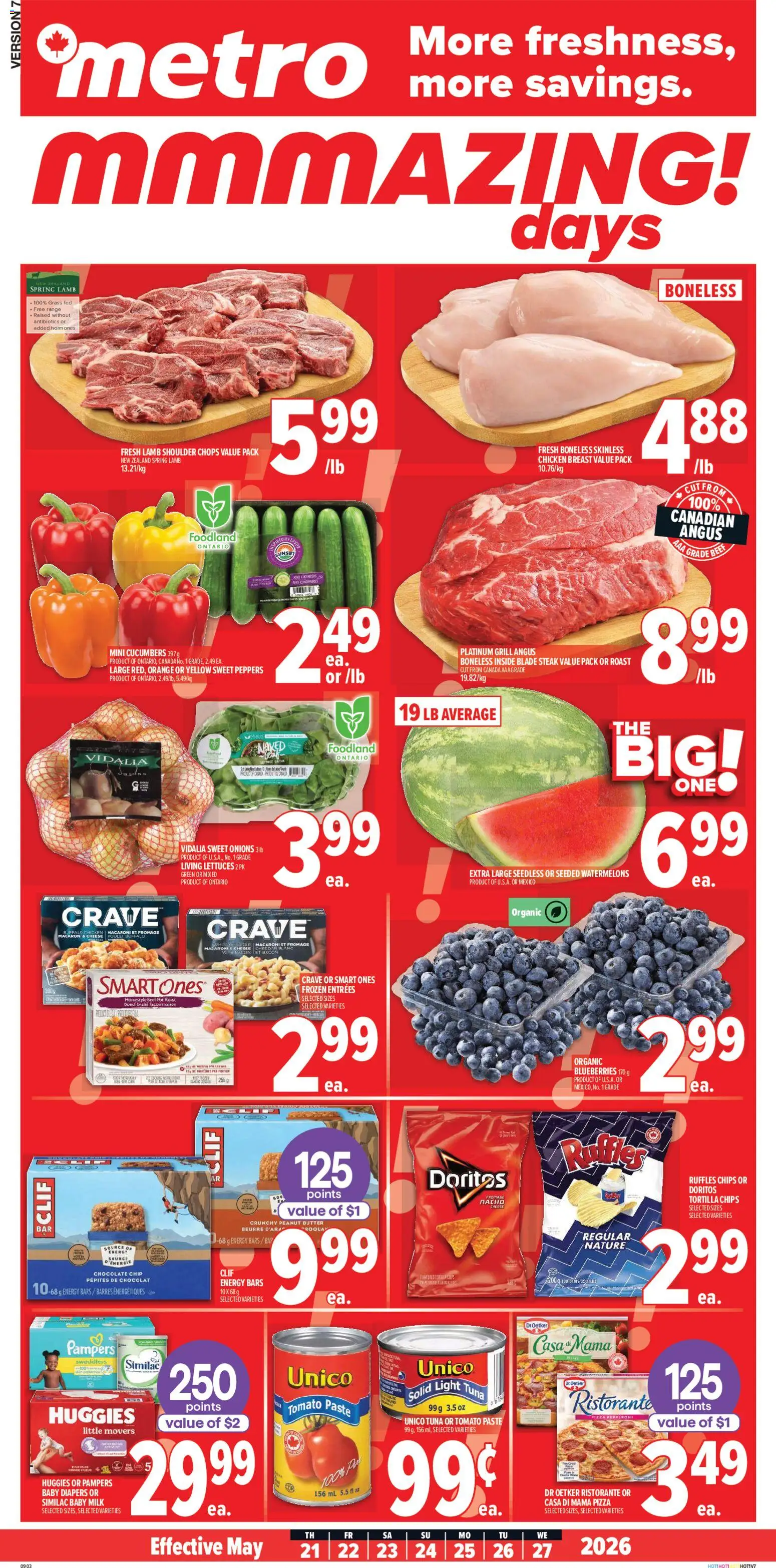 Metro flyer valid from 21.05.2026 | Page: 2 | Products: Chips, Milk, Chocolate, Chicken