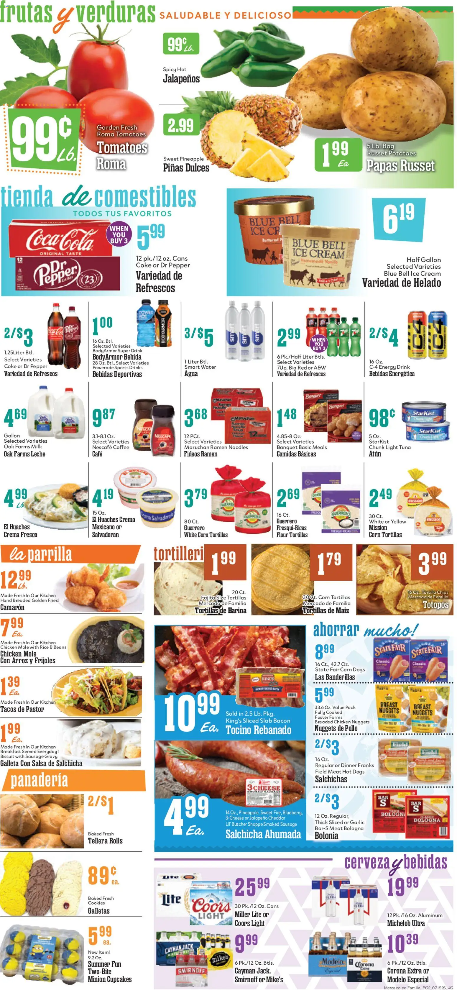 Market Basket Mercado de Familia - valid from 07/15/2026 | Page: 2 | Products: Tomatoes, Water, Sausage, Bag
