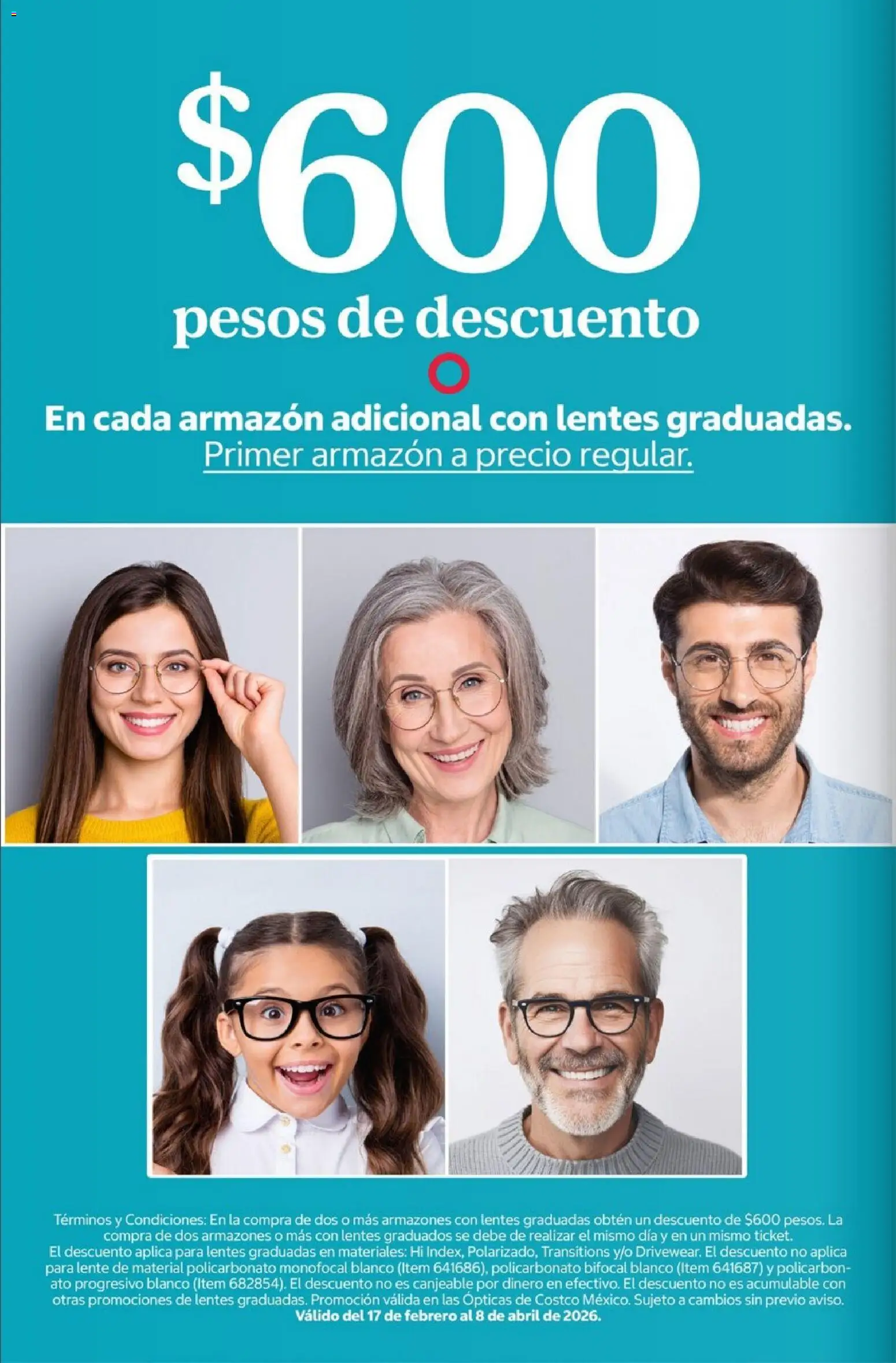 Nuevas ofertas de Costco válidas en toda la República Mexicana desde el 01.04.2026. ¡Encuentra las mejores ofertas en Costco Revista Abril 2026! | Página: 110 | Productos: Lentes