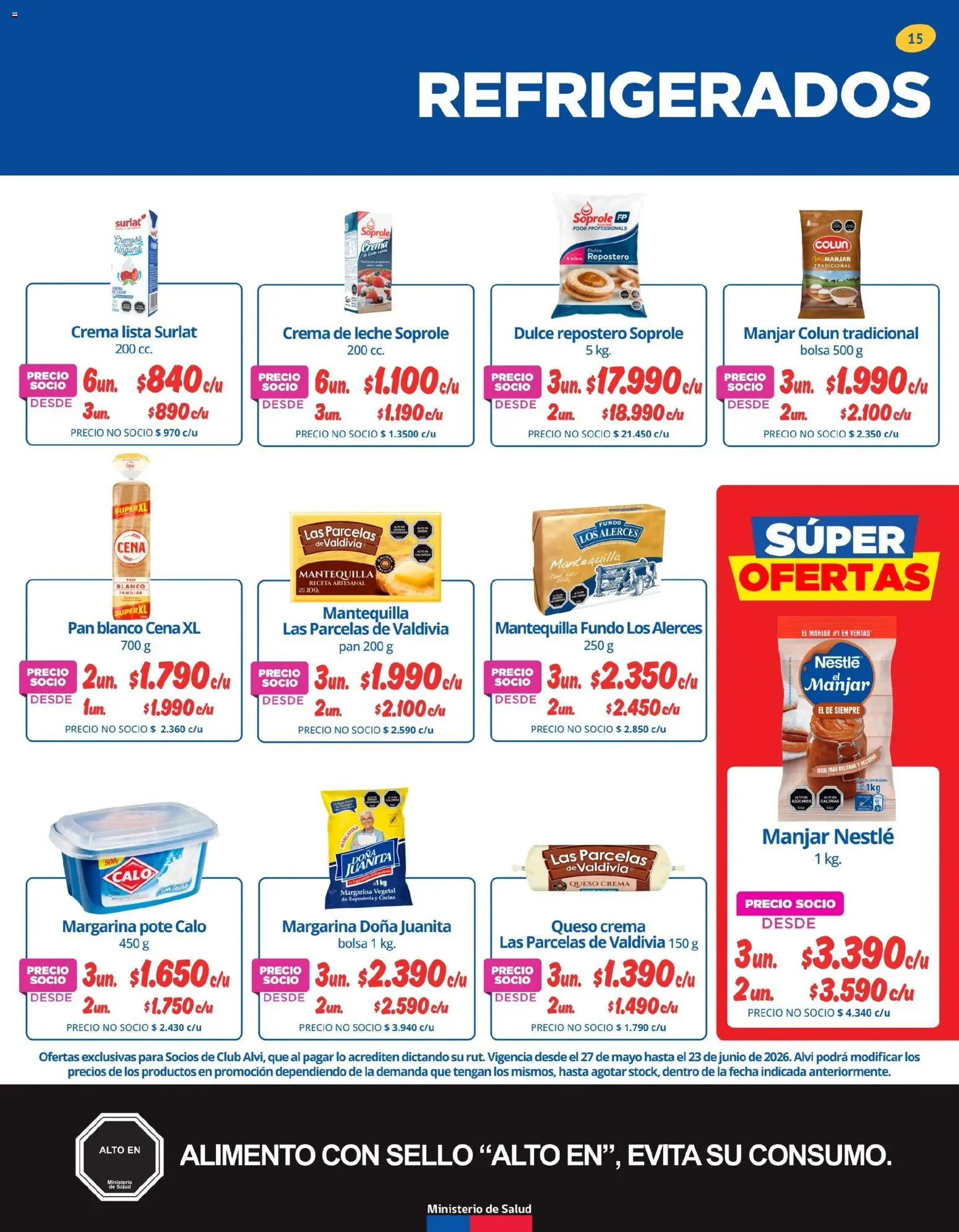 Alvi Catálogo │ válido desde el 27.05.2026 | Página: 15 | Productos: Bolsa, Leche, Crema de leche, Manjar