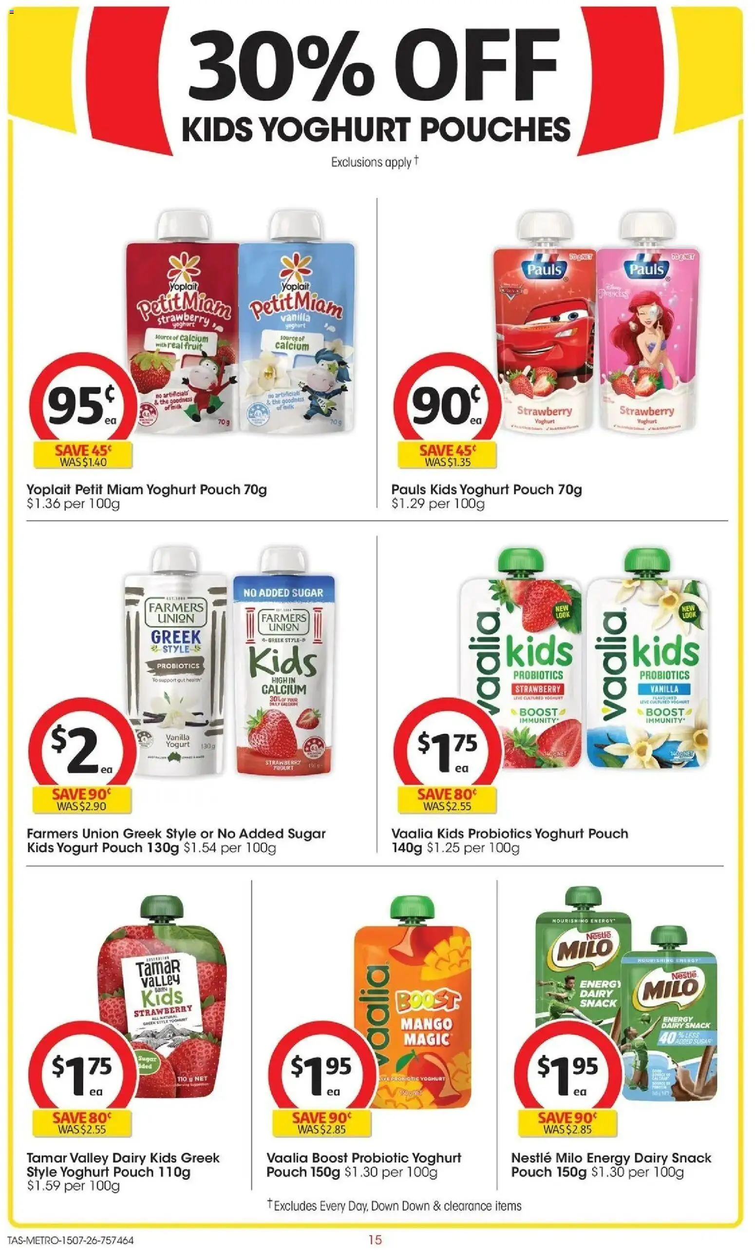 Coles catalogue - valid from 15/07/2026 | Page: 15 | Products: Milk, Yoghurt, Sugar, Mango