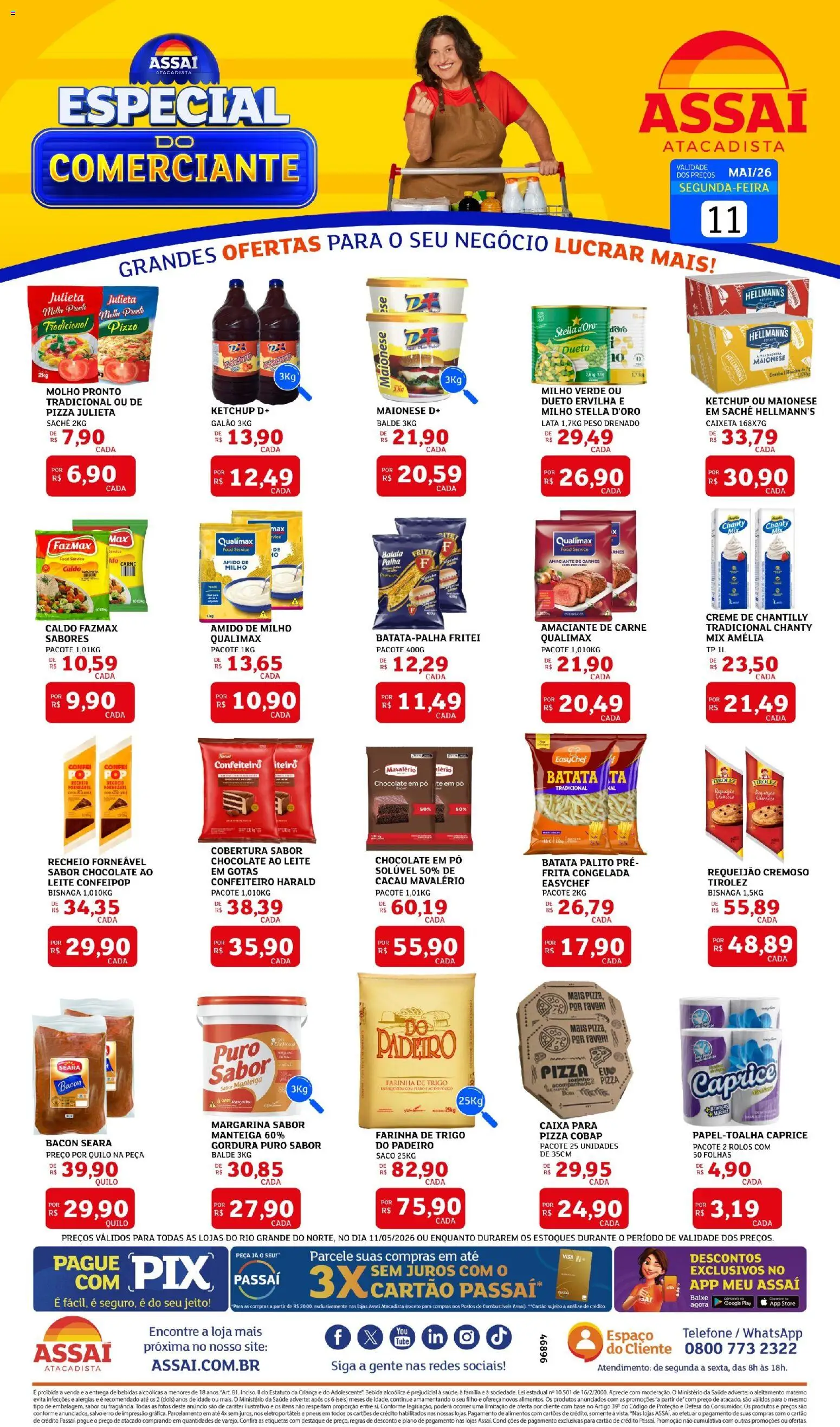 Assaí Atacadista Folheto - válido de 11.05.2026 | Página: 1 | Produtos: Pó, Chocolate, Creme, Margarina