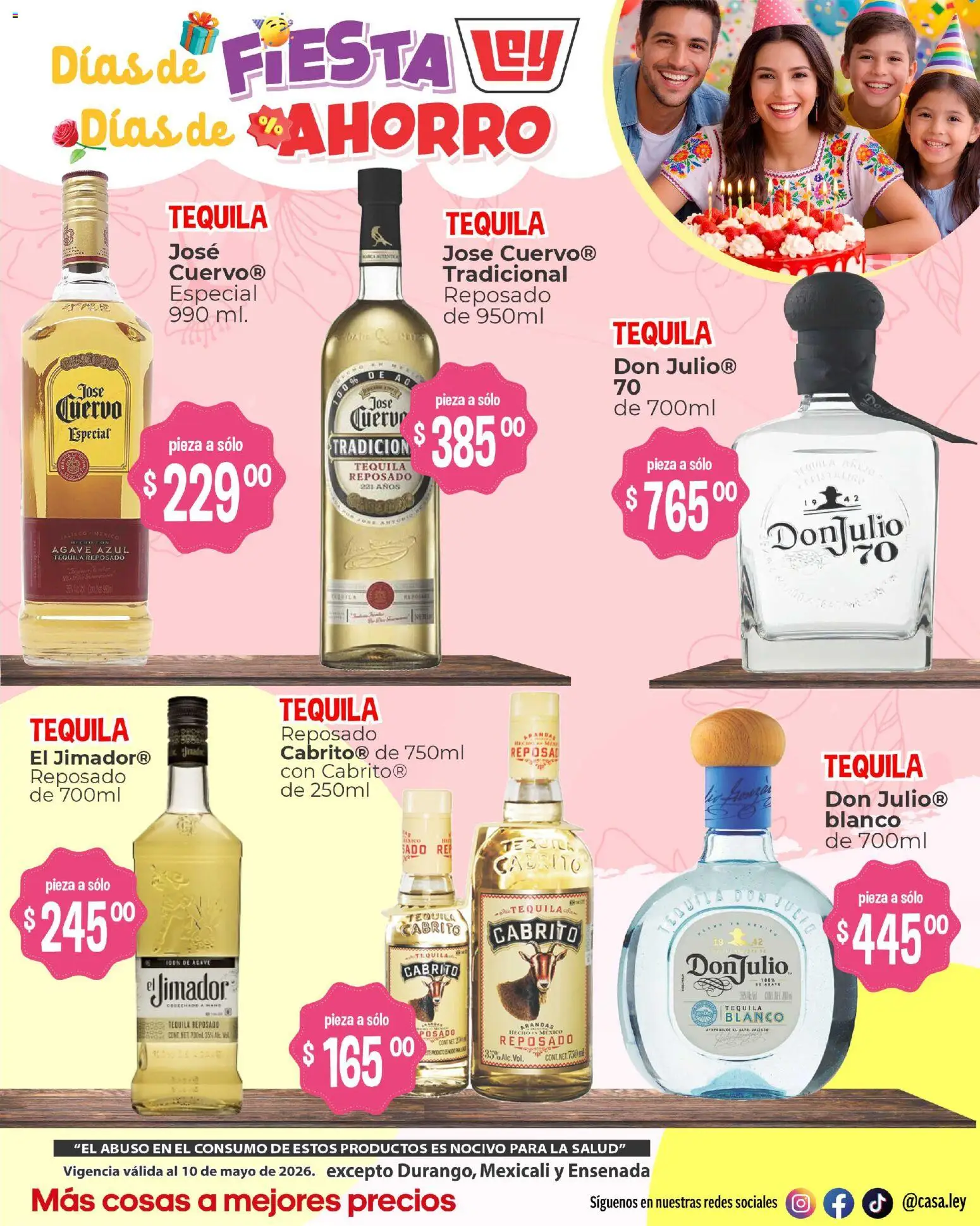 Nuevas ofertas de Casa Ley válidas en toda la República Mexicana desde el 01.05.2026. ¡Encuentra las mejores ofertas en Casa Ley folleto Suplemento del Día de la Madre! | Página: 28 | Productos: Tequila