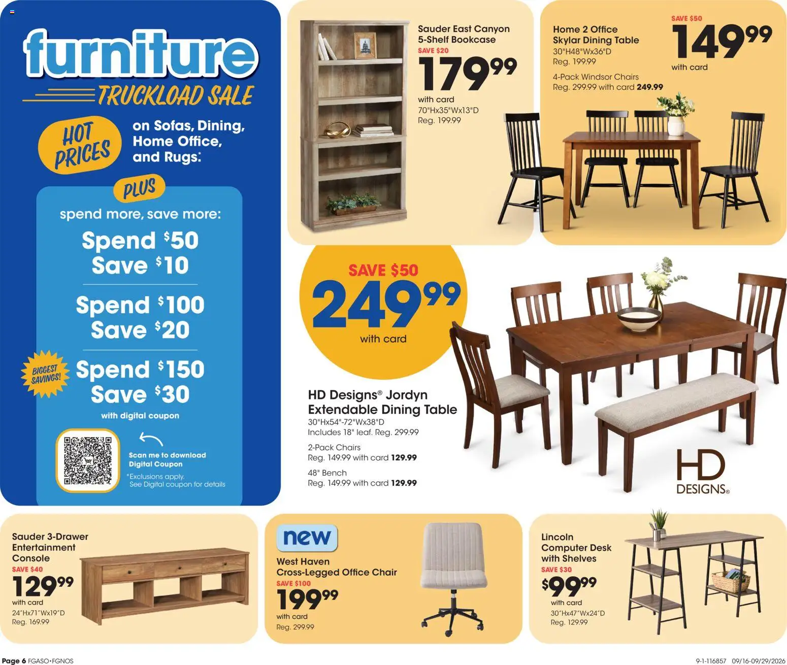 Fred Meyer Home & Apparel - valid from 09/16/2026 | Page: 6 | Products: Table, Chair, Bookcase, Computer